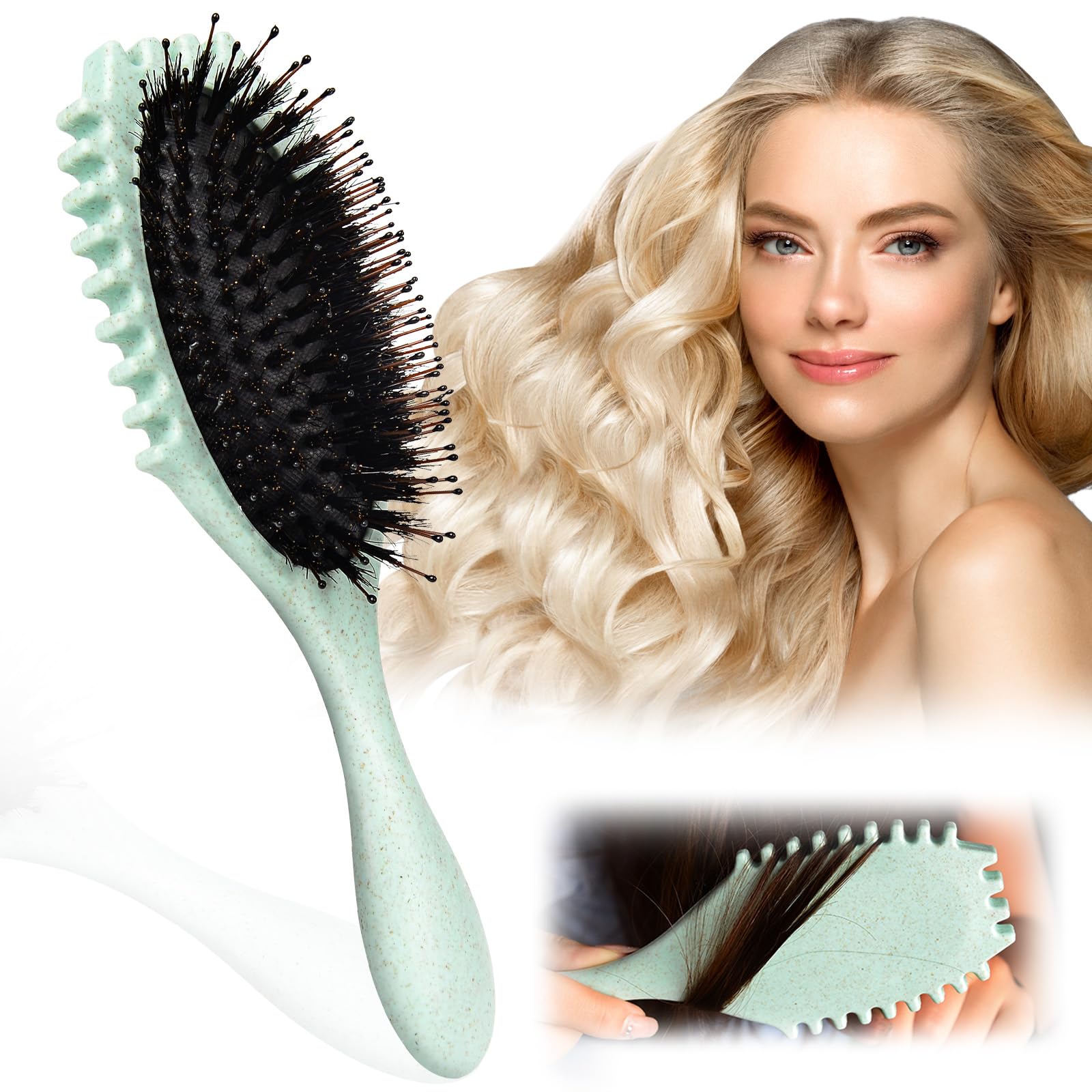 Curl Defining Curly Hair Brush, Hair Brush, Curl Define Styling Brush, Boar Bristle Hair Brush, Detangling Hair Brush for Women