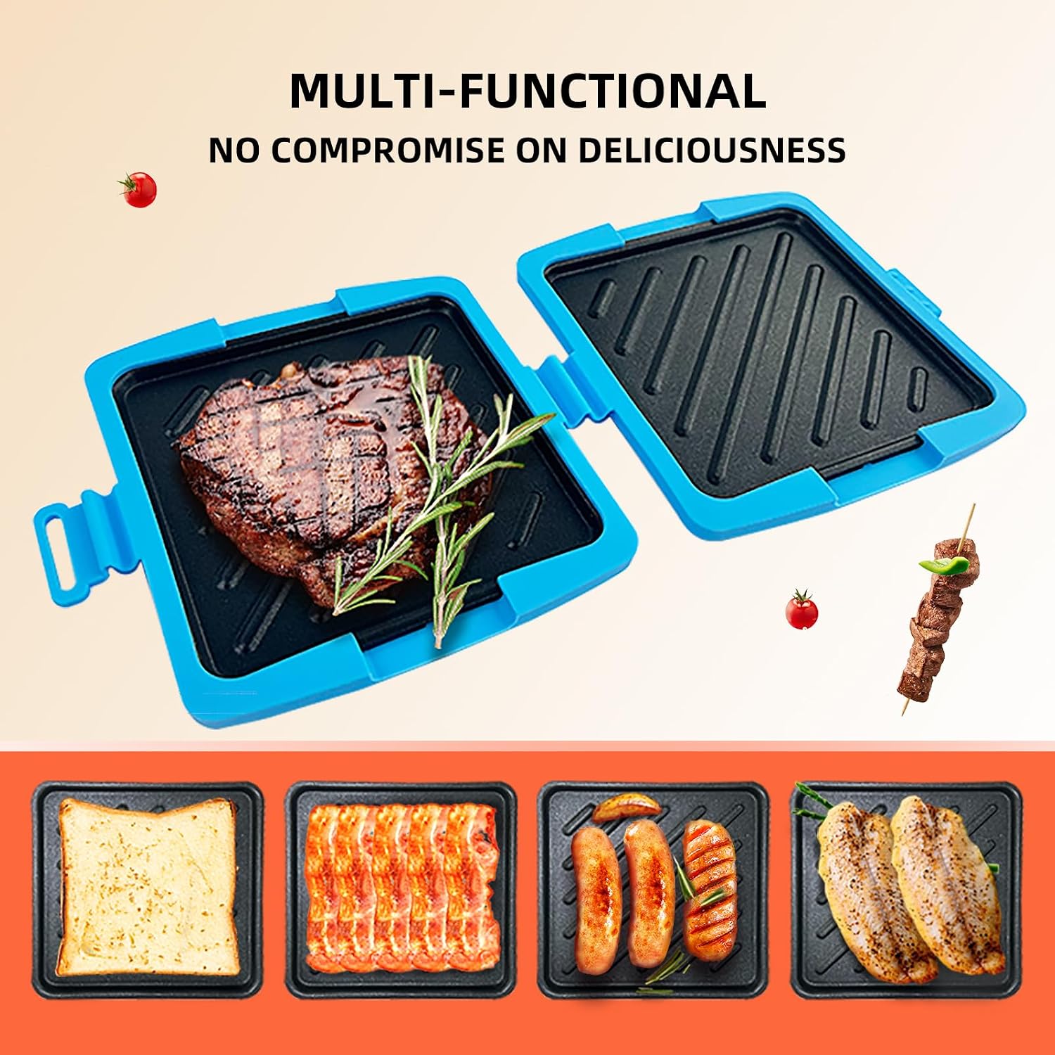 Silicone Connected Microwave Baking Tray, Food Grade Non-Stick Heat Resistant Baking Pan, Reusable Microwave & Dishwasher Safe Kitchen Baking Mat(Blue)