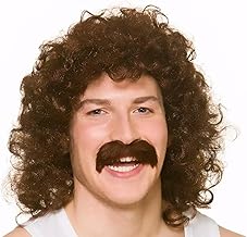 Wigs for Men,80s Wigs,Retro Pop Rock Curly Mens Wig,Suitable for Halloween,Christmas,Birthday Parties,Role Play (Brown)