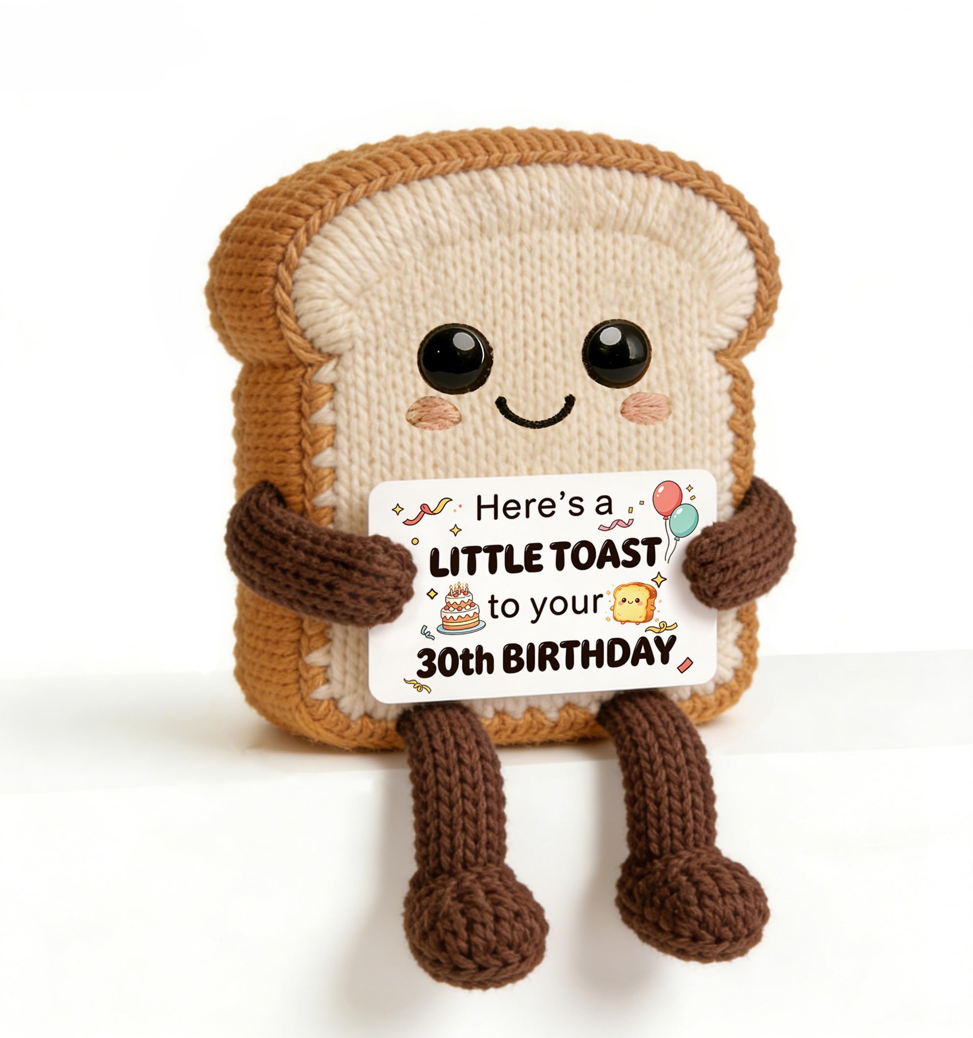 QMVMV 30th Birthday Gifts for Women Men Her Him, Handmade Crochet Toast 30th Birthday Decorations Keepsake, Cute 30 Year Old Gifts for Daughter Son Friends Sister Wife Husband