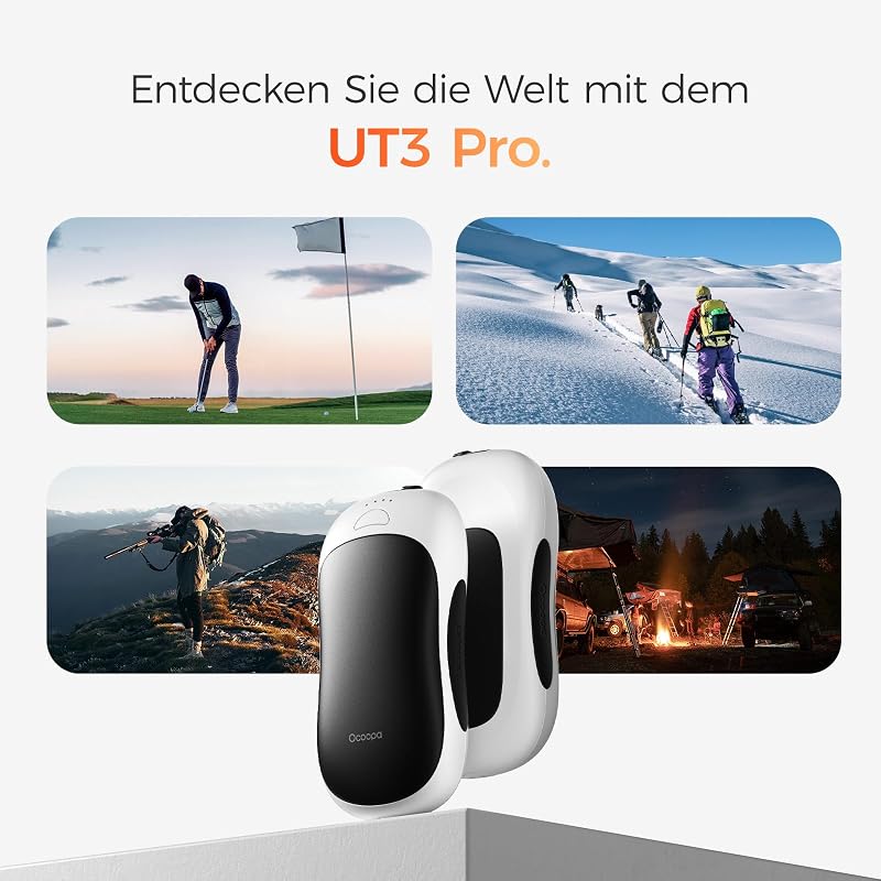 OCOOPA UT3 PRO Elektromos Kézmelegítő Szett, 10000 mAh, 4 Hőfokozat, 58°C, Powerbank Funkcióval, Rózsaszín, Ideális Kempinghez, Vadászathoz