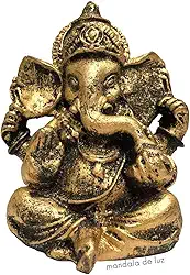 Estátua de Ganesha Dourado Pequeno Resina 9,5cm