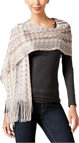 Inc International Concepts - Bufanda metálica en zigzag para mujer, talla única, color camel, Camello, Talla única