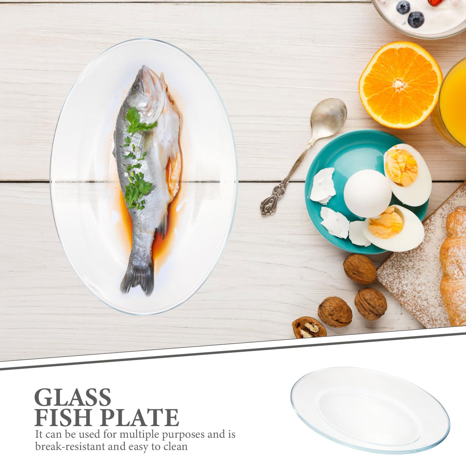 Ipetboom Hochtemperaturbeständige Transparente Große Glas servierplatte für Gedämpften Fisch Vielseitig als Dessert Vorspeisenteller Geeignet für Restaurant und Zuhause