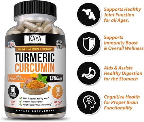 Miniatura 4 de Kaya Naturals Cúrcuma Platino, 60 cápsulas de bioperina, soporte premium con 95% curcuminoides estandarizados - 60 cápsulas