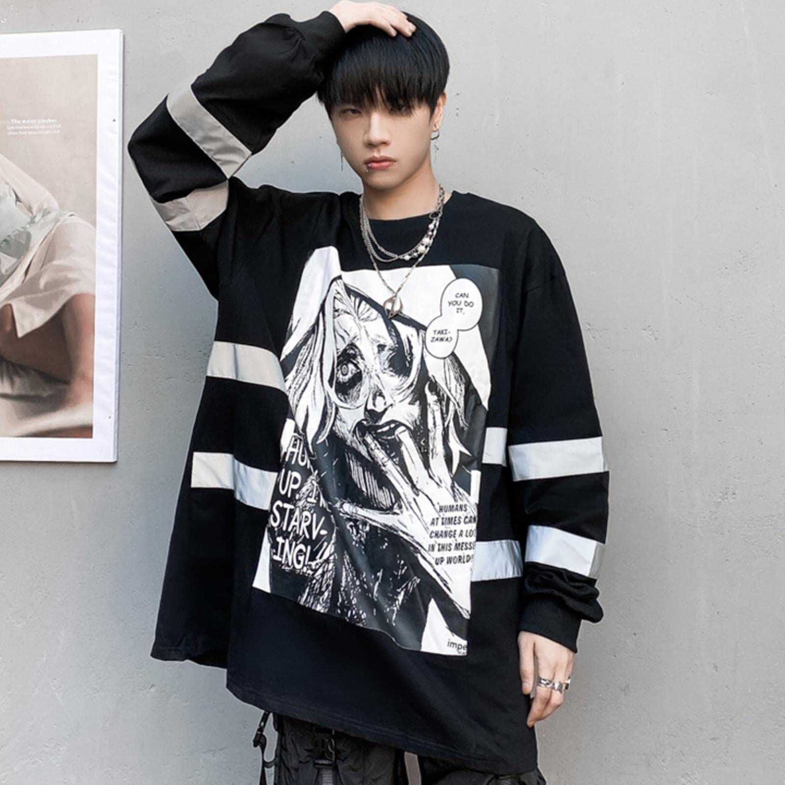 Felpe con Cappuccio da Uomo Anime jumic Gothic Horror Fumetti Casual Diablo a Maniche Lunghe Top High Street Hip Hop Streetwear