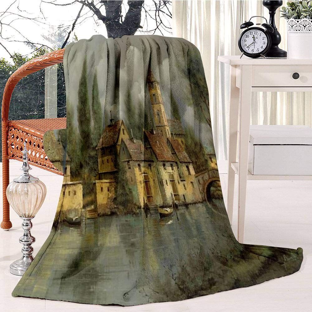 Il Borgo Sul Fiume Bed Blanket Plush Velvet Soft Warm Blanket Lightweight Microfiber Blanket Christmas Blanket for Bed Chair Sofa, 130x150cm