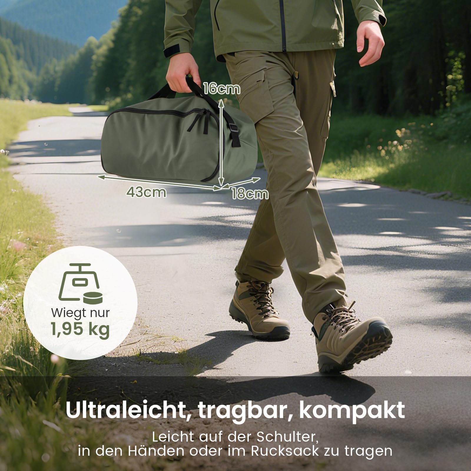 FANTASK Lettino da campeggio pieghevole, leggero, ultraleggero da campeggio con tasca laterale, portatile, 193 x 70 cm, portata 150 kg, per campeggio, viaggi, spiaggia, verde