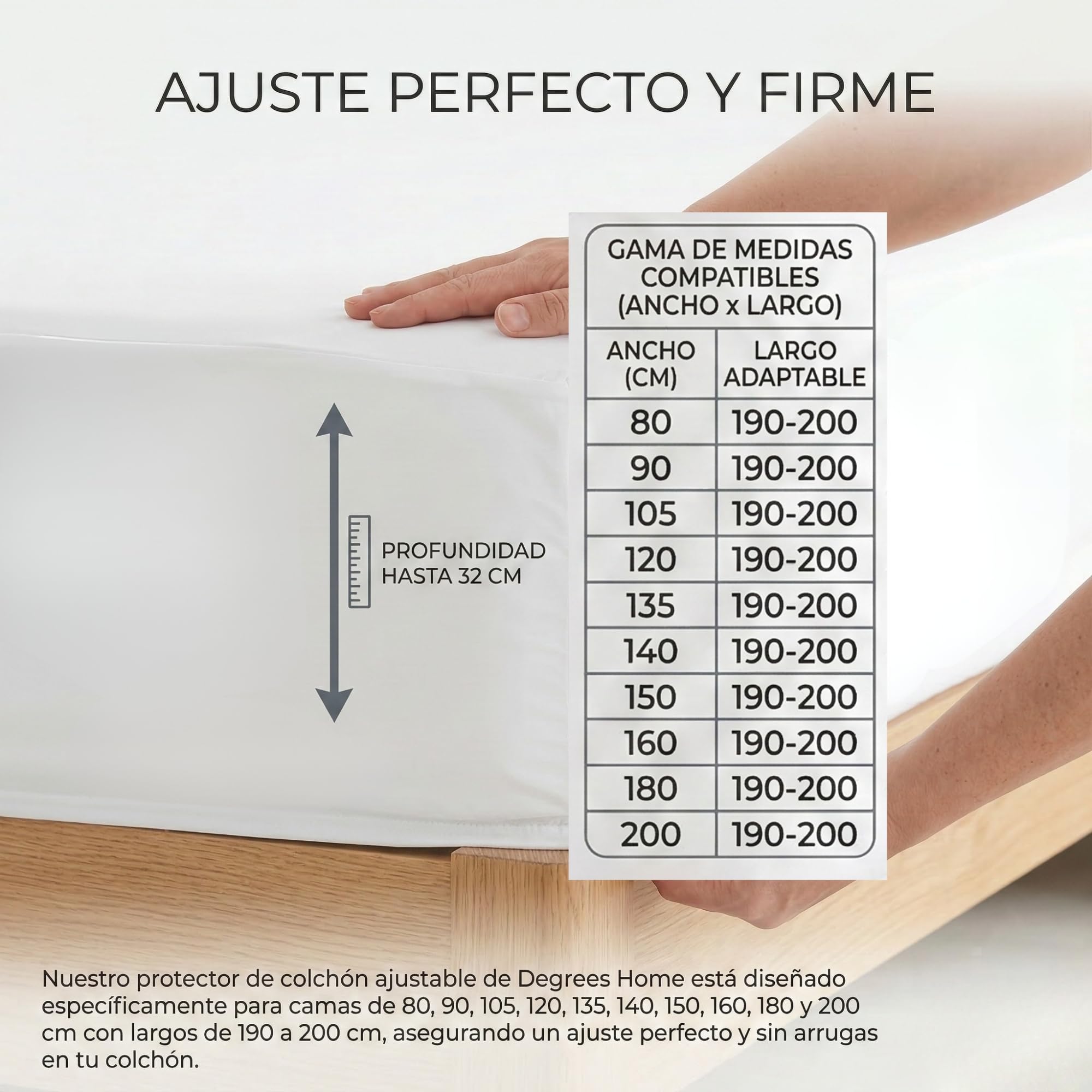 Degrees Home – Coprimaterasso Impermeabile (160X190/200) – Proteggi Materasso Traspirante Tipo Lenzuolo con Angoli, Bonnet 32 cm, Antiacaro, Certificato Oeko-Tex