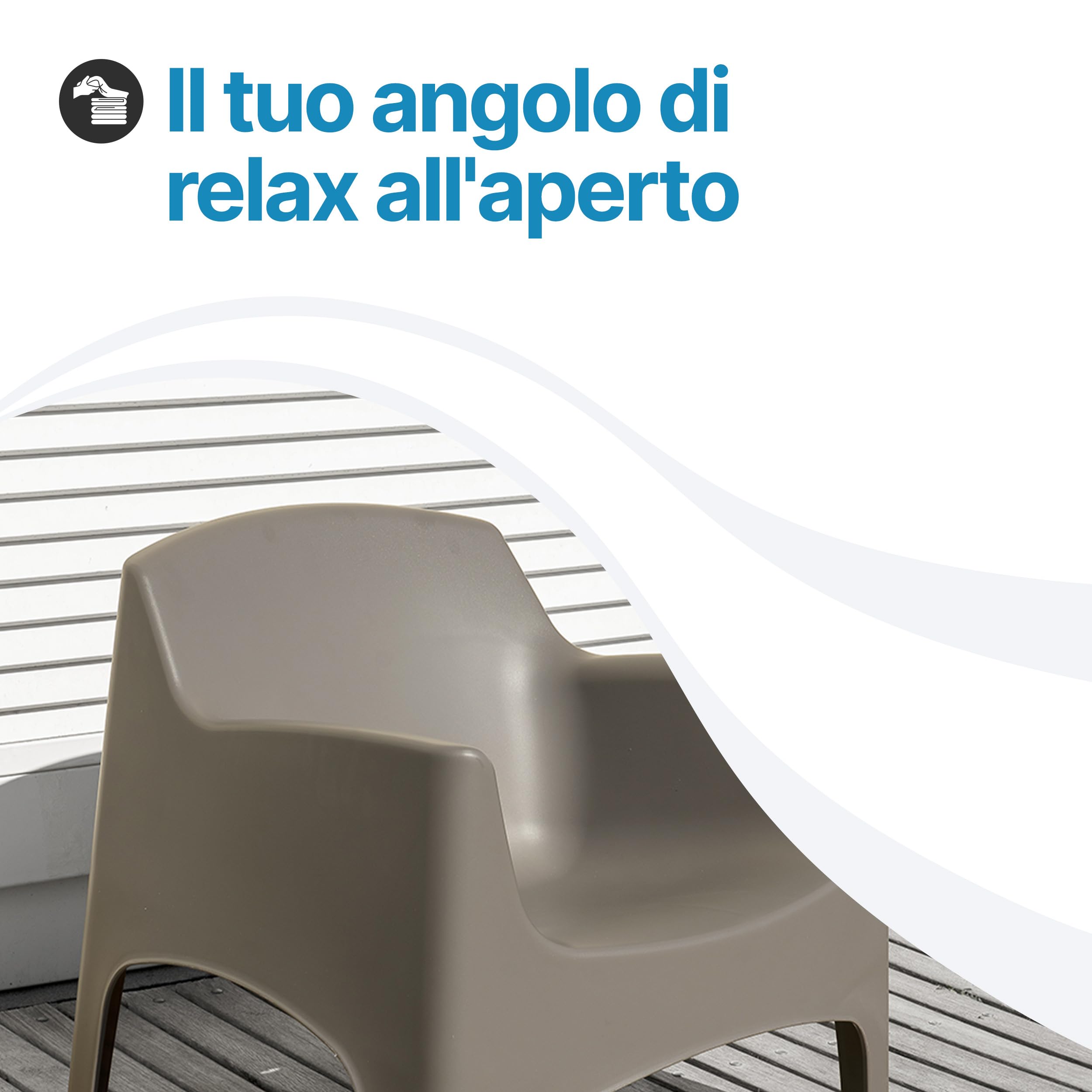 Tomaino Poltrona da esterno Ibiza XL Sedia da giardino in plastica impilabile 79x74x70 cm tortora