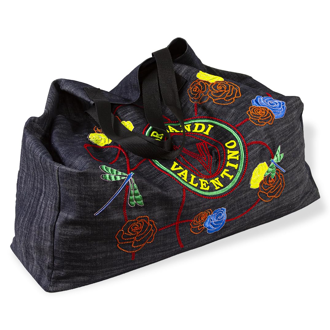 Valentino Orlandi Handbags Purses for Women Embroidered Denim Carryall Tote Purse Italian Designer Large Shoulder Bag