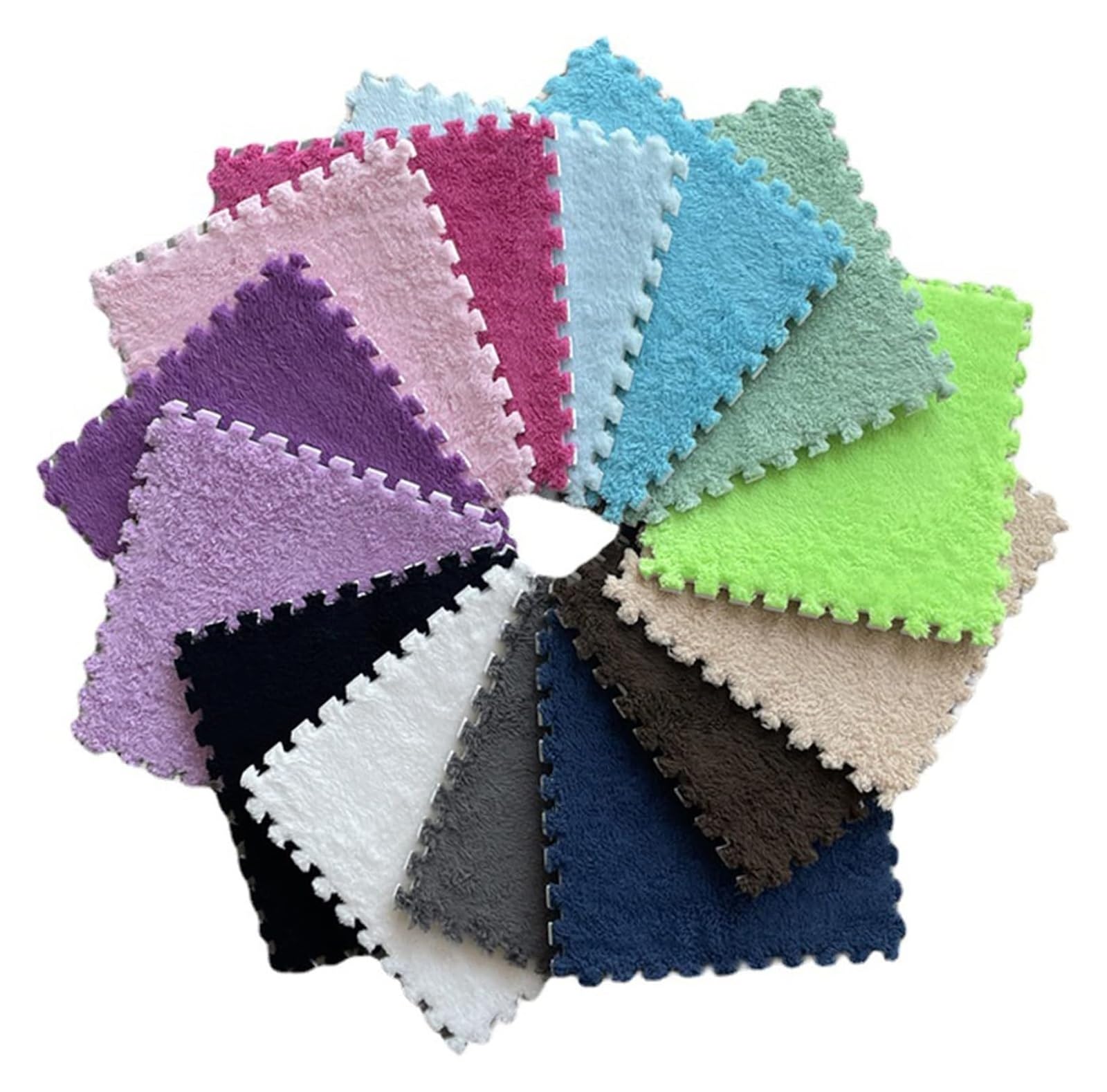 Plüsch-Puzzle-Schaumstoffmatte,Waschbare Puzzle-FL 20 stücke Schaum Boden Matte Teppich Shaggy Weiche Eva Schaum Matten Flauschigen Teppich Plüsch Boden Fliesen 30X30cm(Grau)