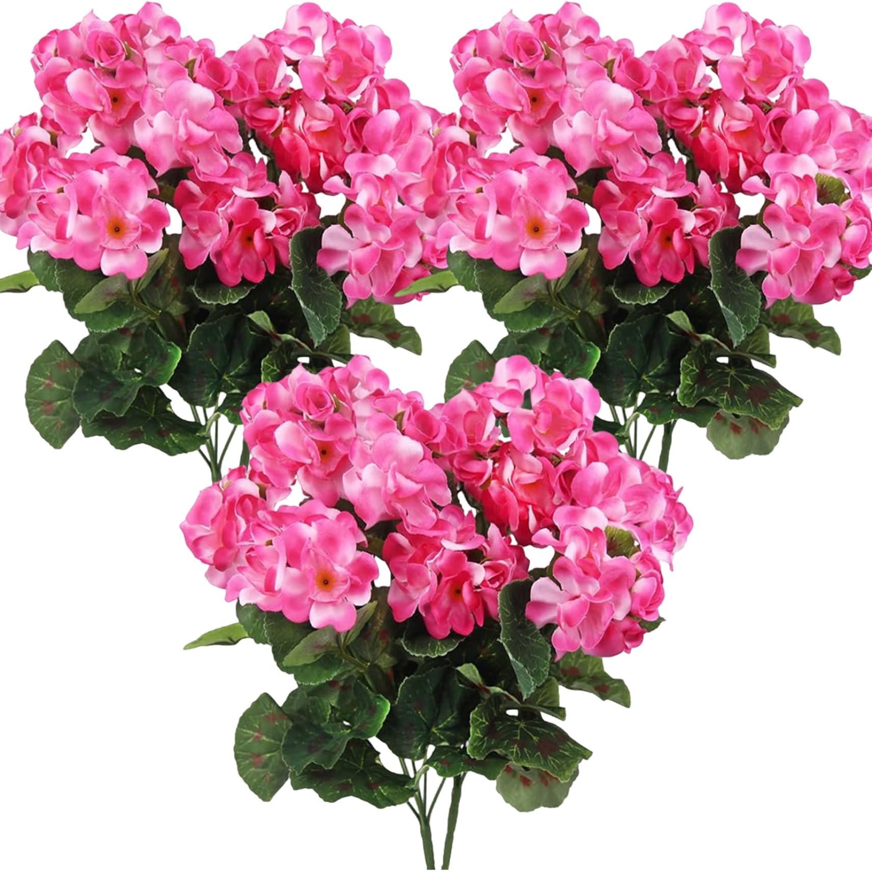Wedhapy Geranium 6Pcs Artificial Geraniums 14 Inch Lifelike Artificial Flowers with Adjustable Branches Long Lasting Vibrant Silk Geranium for Indoor, Outdoor, Rose Red