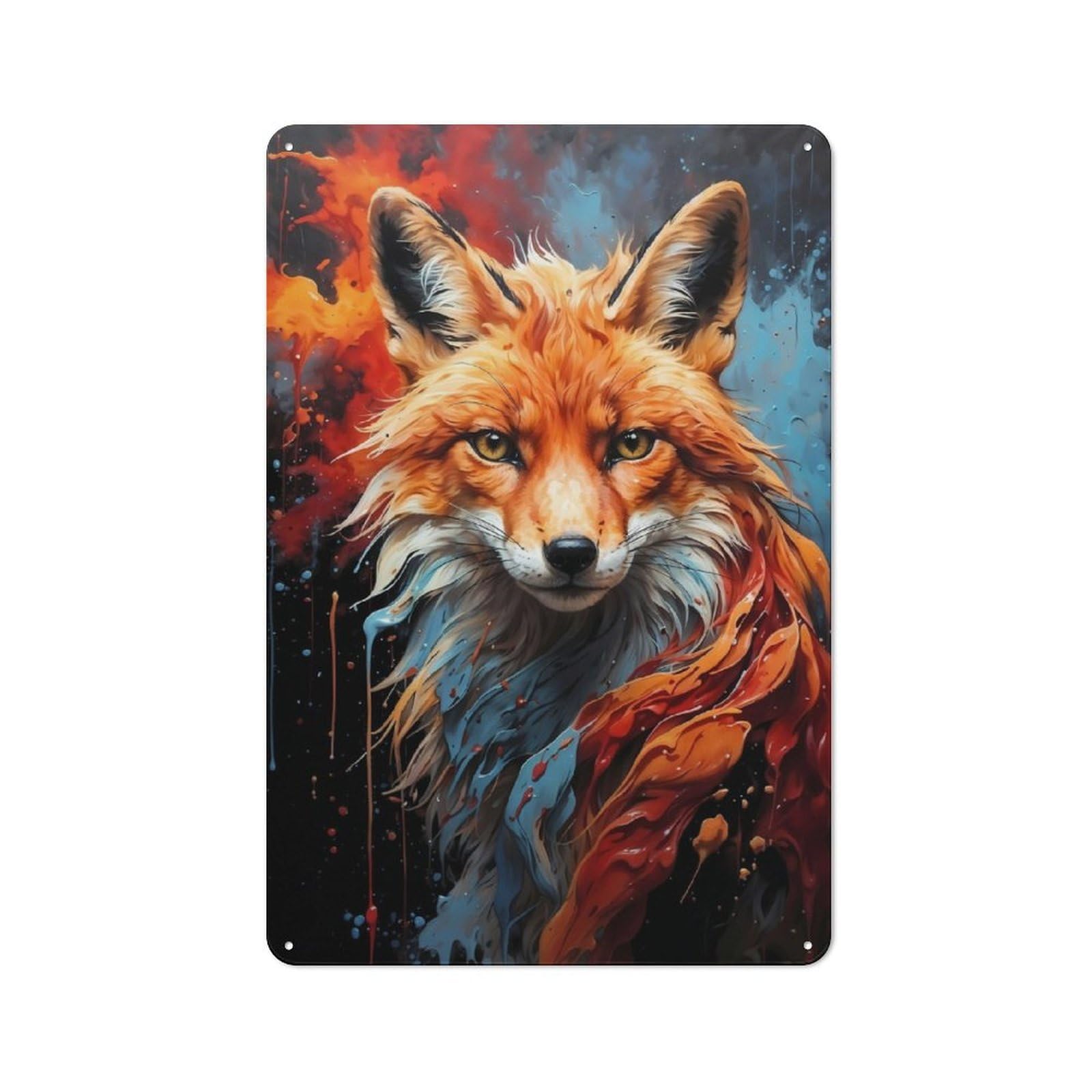 Junmoney Vulpine Majesty Red Fox Metal Sign 30X20cm With For Workshop Wall, Rustic Decor, For Garage, Workshop And Man Cave Decoration