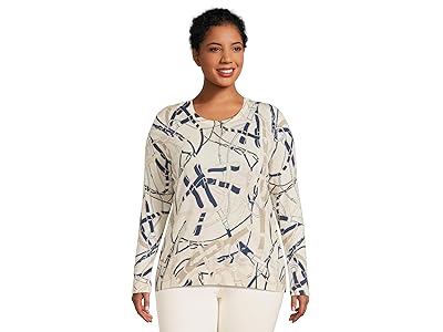 Lauren Ralph Lauren Plus Size Belting-Print Cotton-Blend Sweater Women