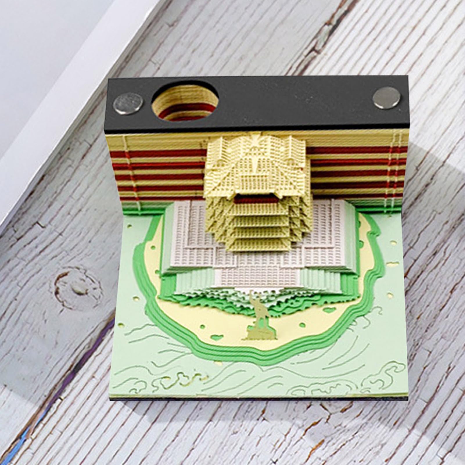 Bloc de notas 3D, bloc de notas 3D, notas adhesivas artísticas, torre de grúa amarilla, notas adhesivas 3D, escritorio creativo multiusos, bloc de notas de papel artístico único con soporte para
