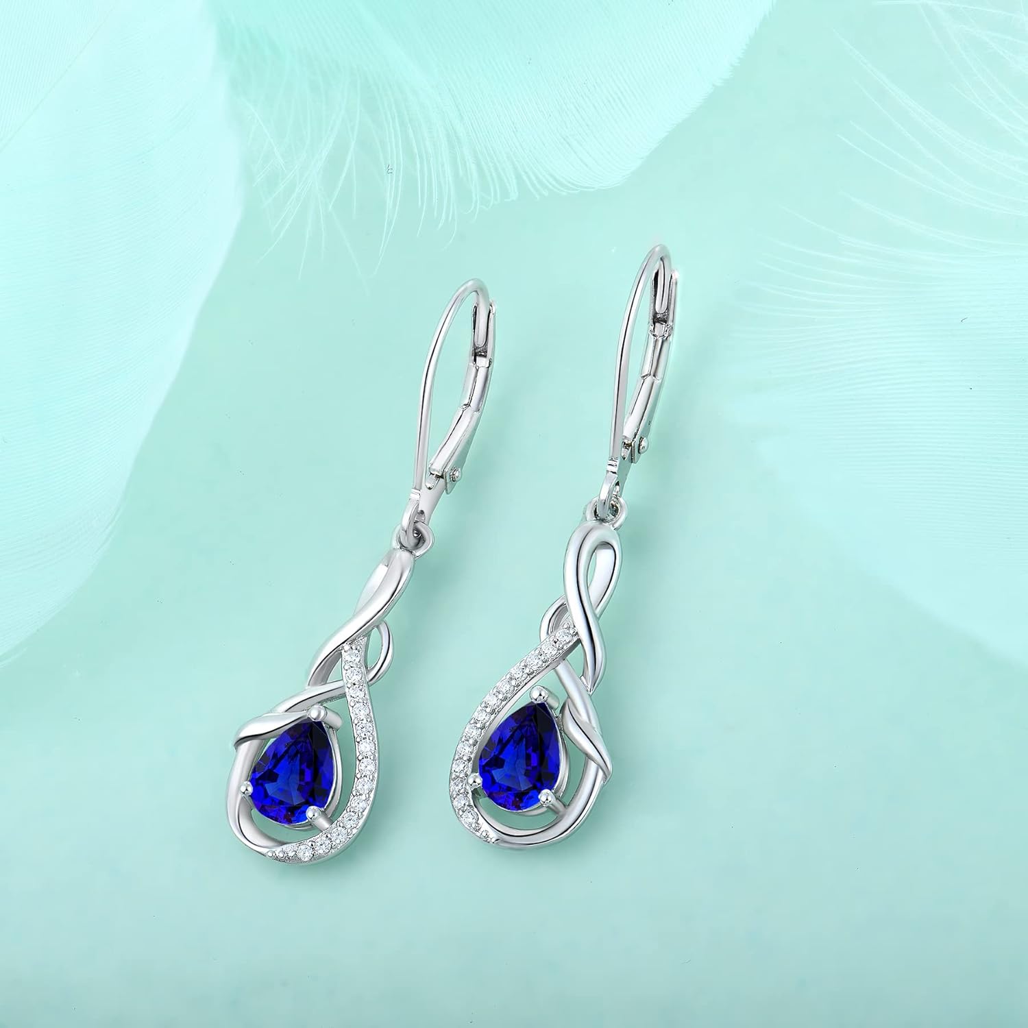 Starchenie Infinity Dangle Drop Earrings Sterling Silver Leverback Earrings Gemstones Twisted Jewelry - Image 4