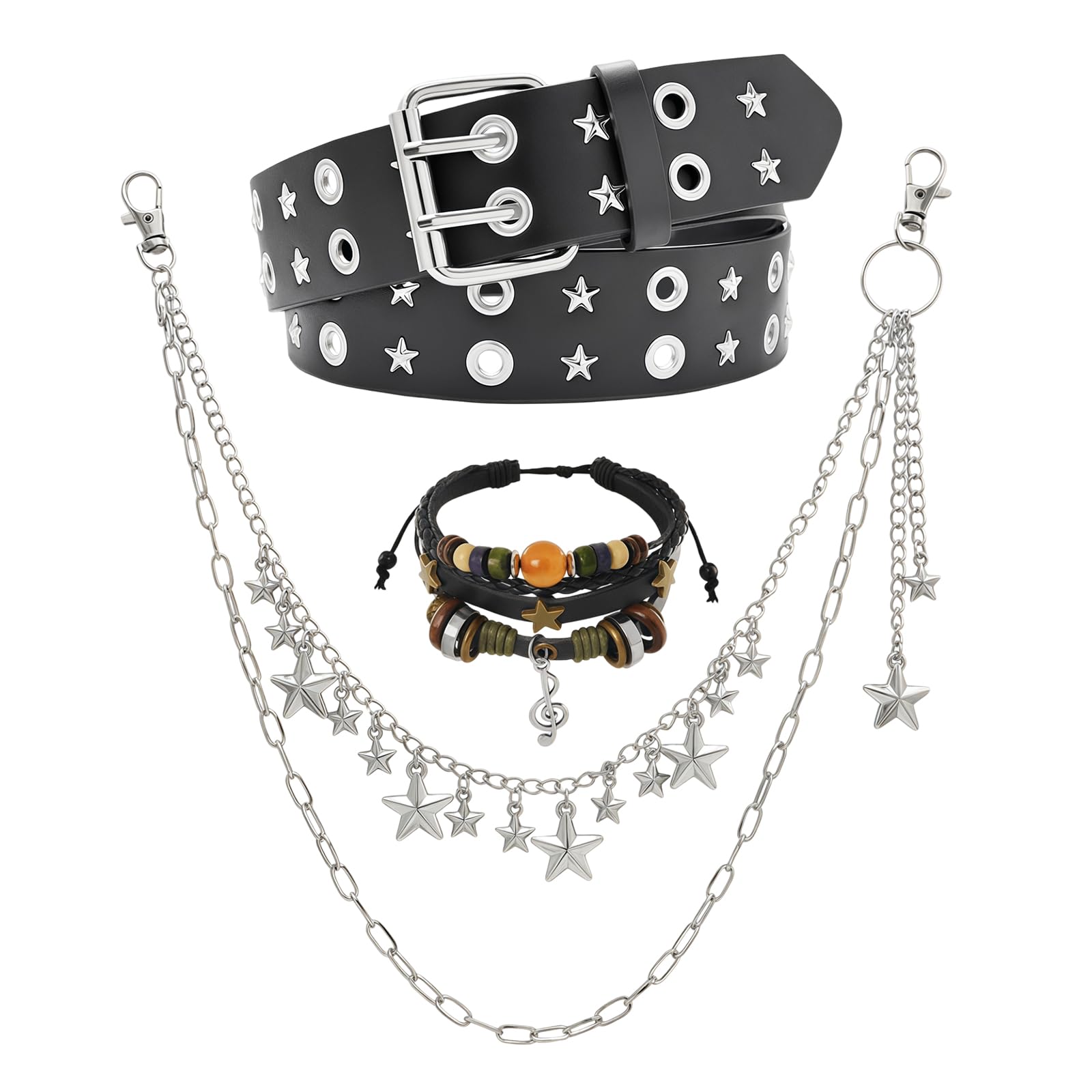 Tastetreasure 3 Pcs Y2K Grunge Accessories Set, Punk Emo Faux