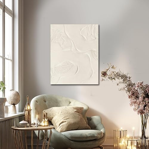 Miniatura 2 de CHUDANHAO Arte abstracto pintado a mano para pared, color beige, 32 x 40 pulgadas, obra de arte grande para decoración de sala de estar y oficina