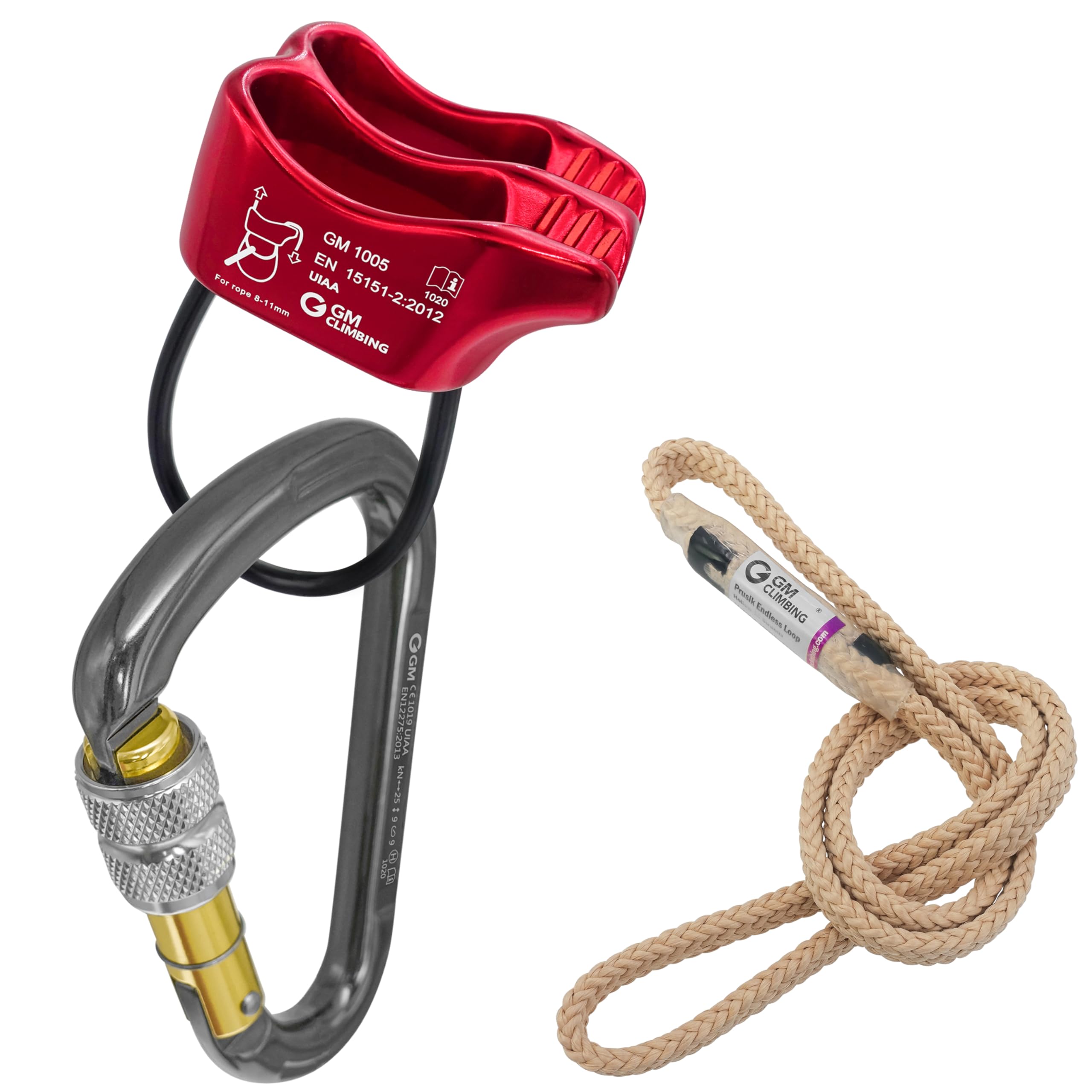 GM CLIMBING Micro Belay Device Tubular V-grooved EN 15151-2 UIAA Certified
