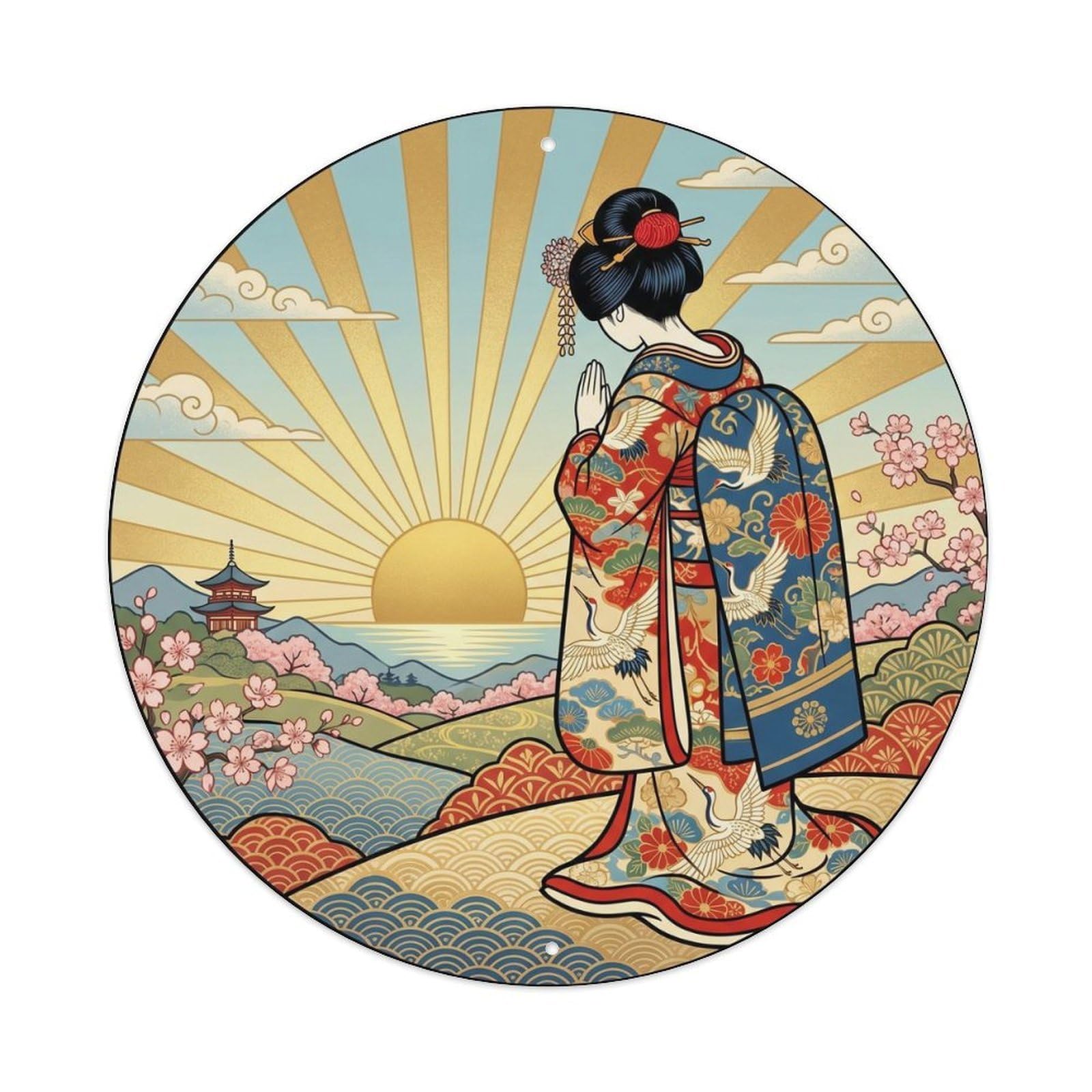 Japanese Dawn First Light Morning Greeting Metal Tin Sign