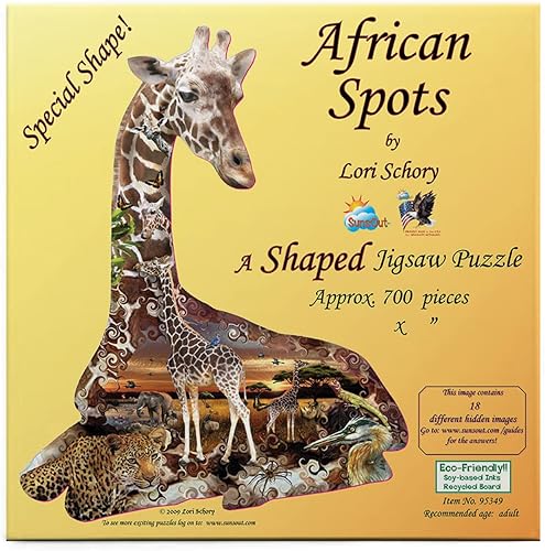 SUNSOUT INC - Puntos africanos - Rompecabezas de 700 piezas de forma especial por artista Lori Schory - Tamaño acabado 26.5" x 37.5" - MPN # 95349