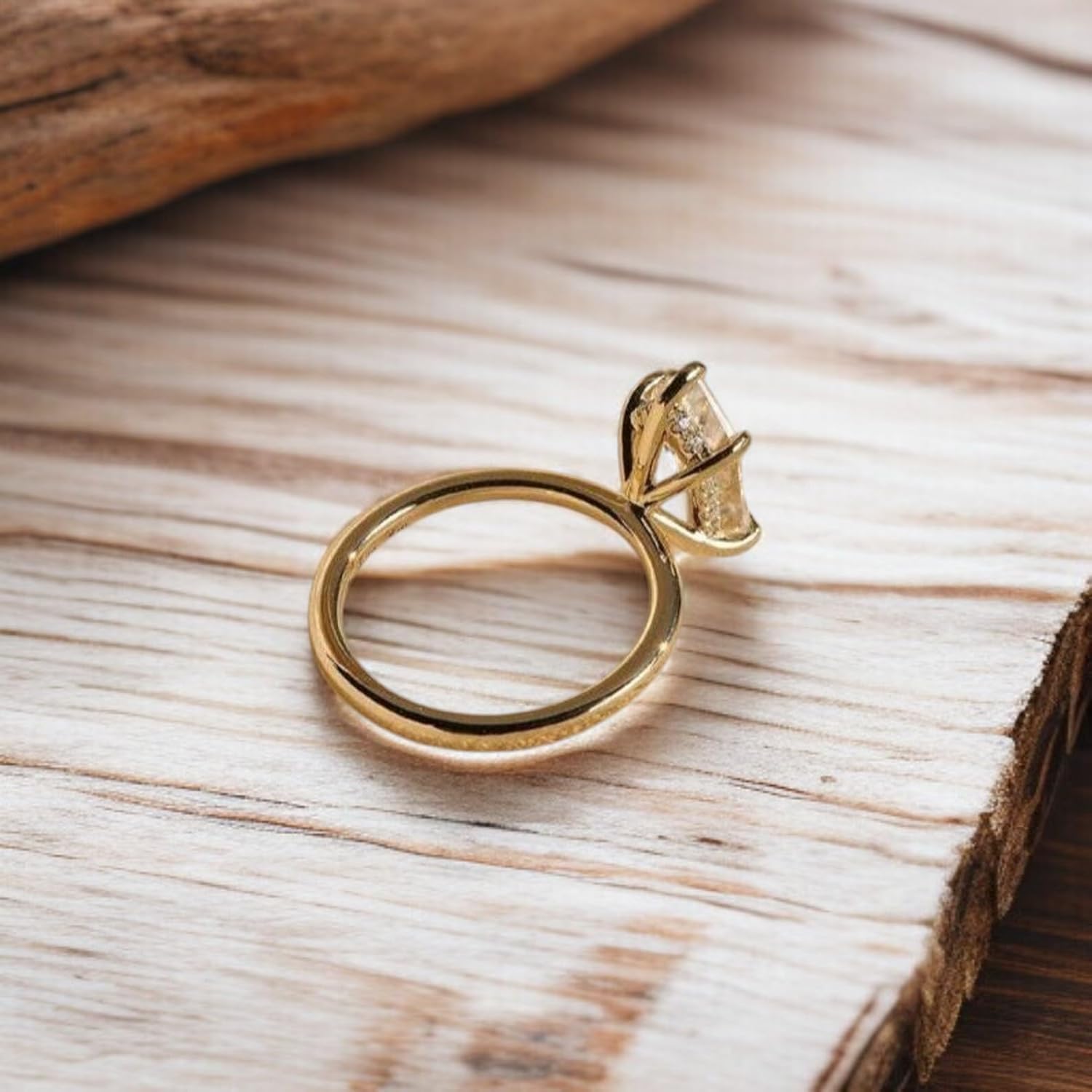 Elongated Hexagon Cut Moissanite Engagement Ring 14K Solid Gold 6 Prong Solitaire Ring Unique Hexagon Cut Ring Anniversary Ring Gift