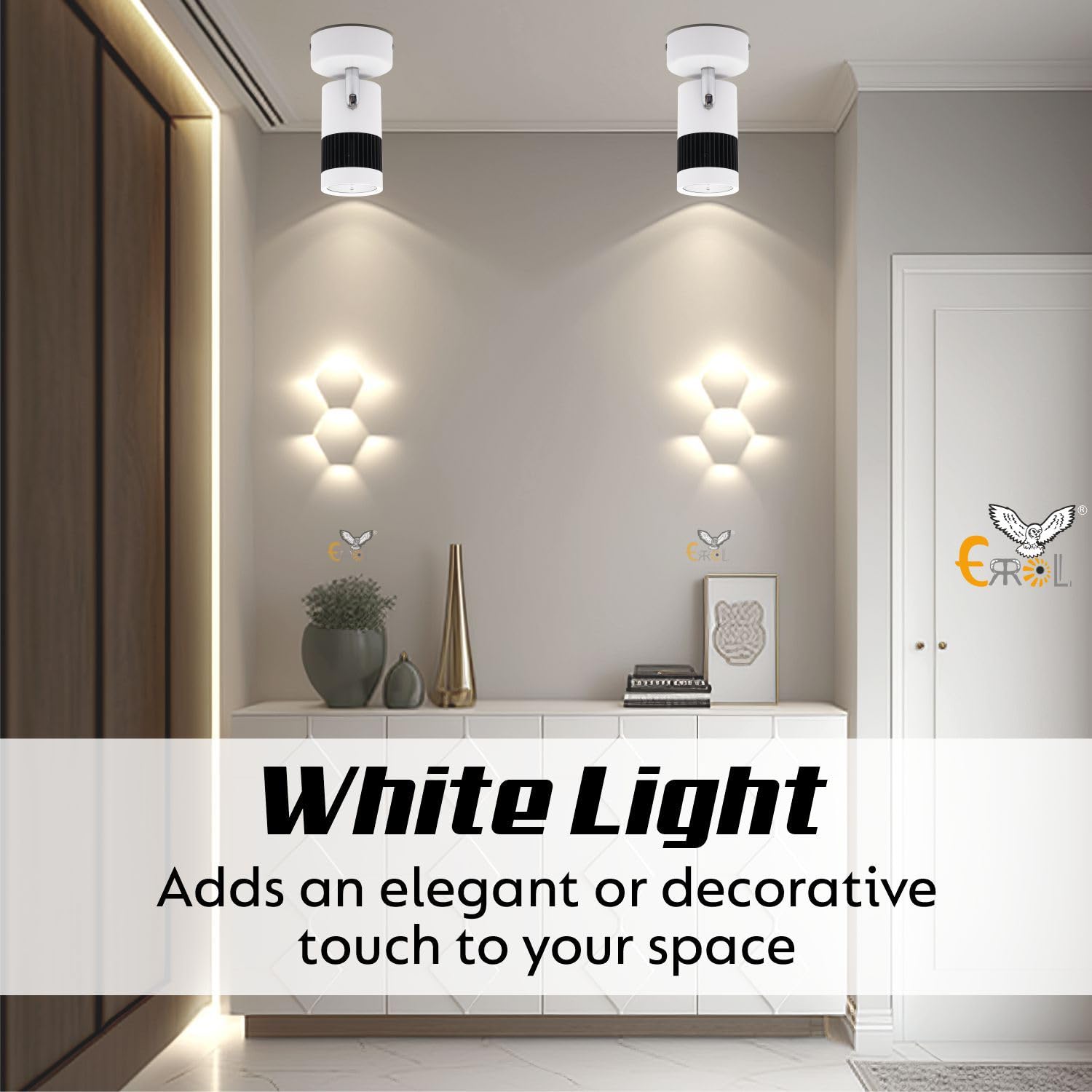 Errol White spot Lights 9 watt Aluminium Focus Light, Adjustable Head Focus Light for wall | spot Lights for Home Ceiling | spot Light (White) 1