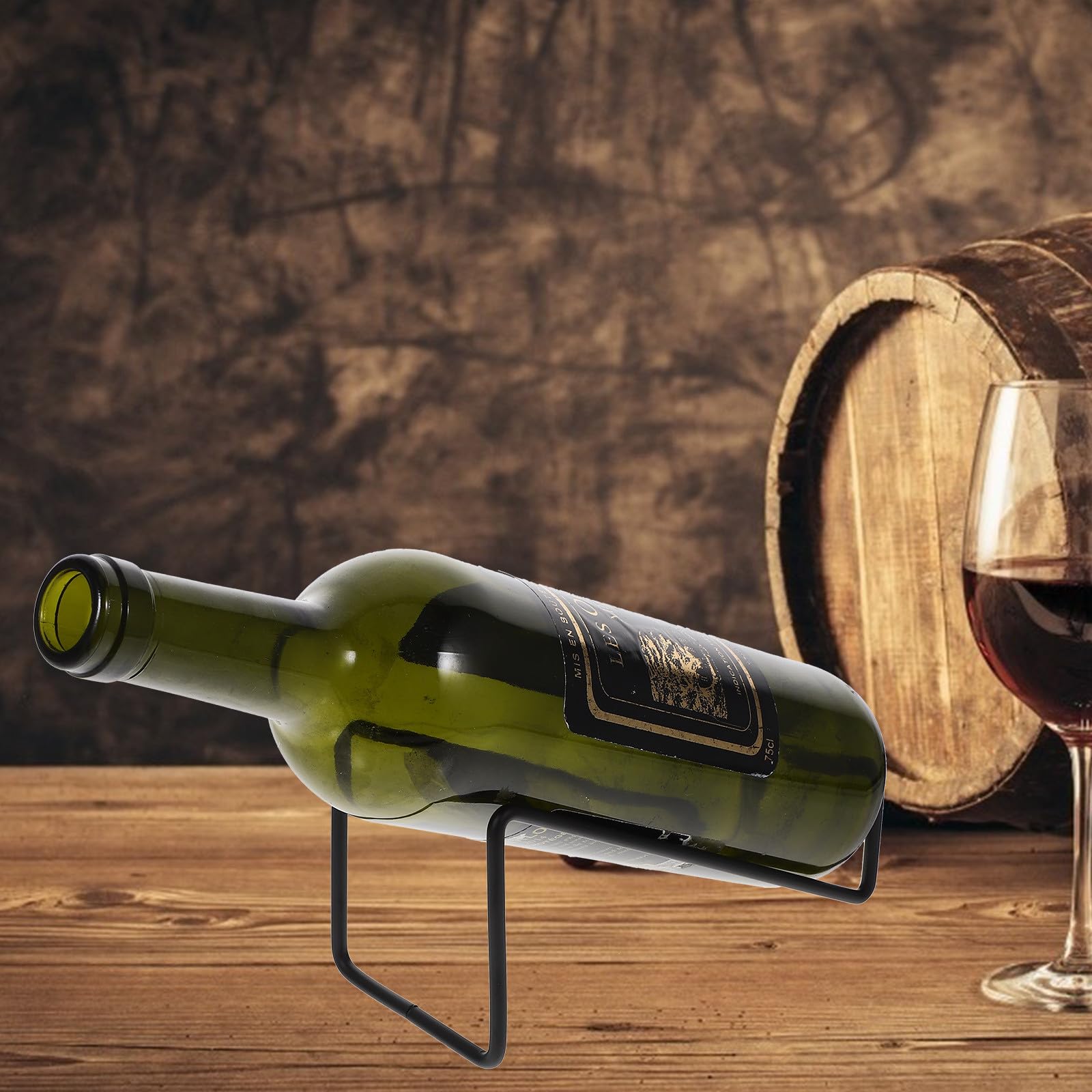 INOOMP Portabottiglie Supporto per Bottiglia di Vino in Ferro Nero da Tavolo 2 Pezzi Resistente e Portatile per Casa e Ristorante Elegante