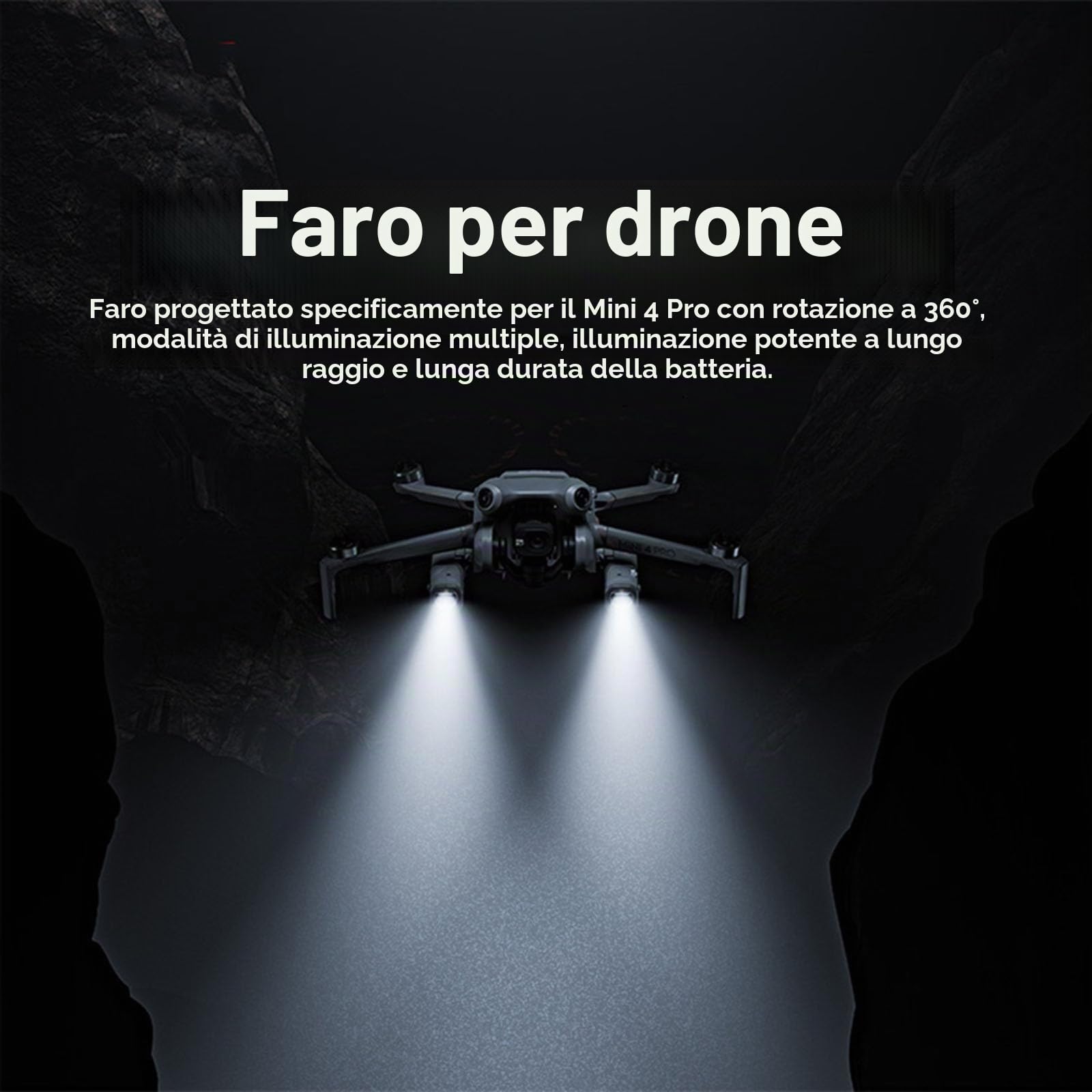 Mini4 Pro Drone Searchlight Luce Notturna per DJI Mini 4 Pro Ricaricabile Doppia Luce Rotazione a 360 ° Modalità multiple Luce di volo notturno
