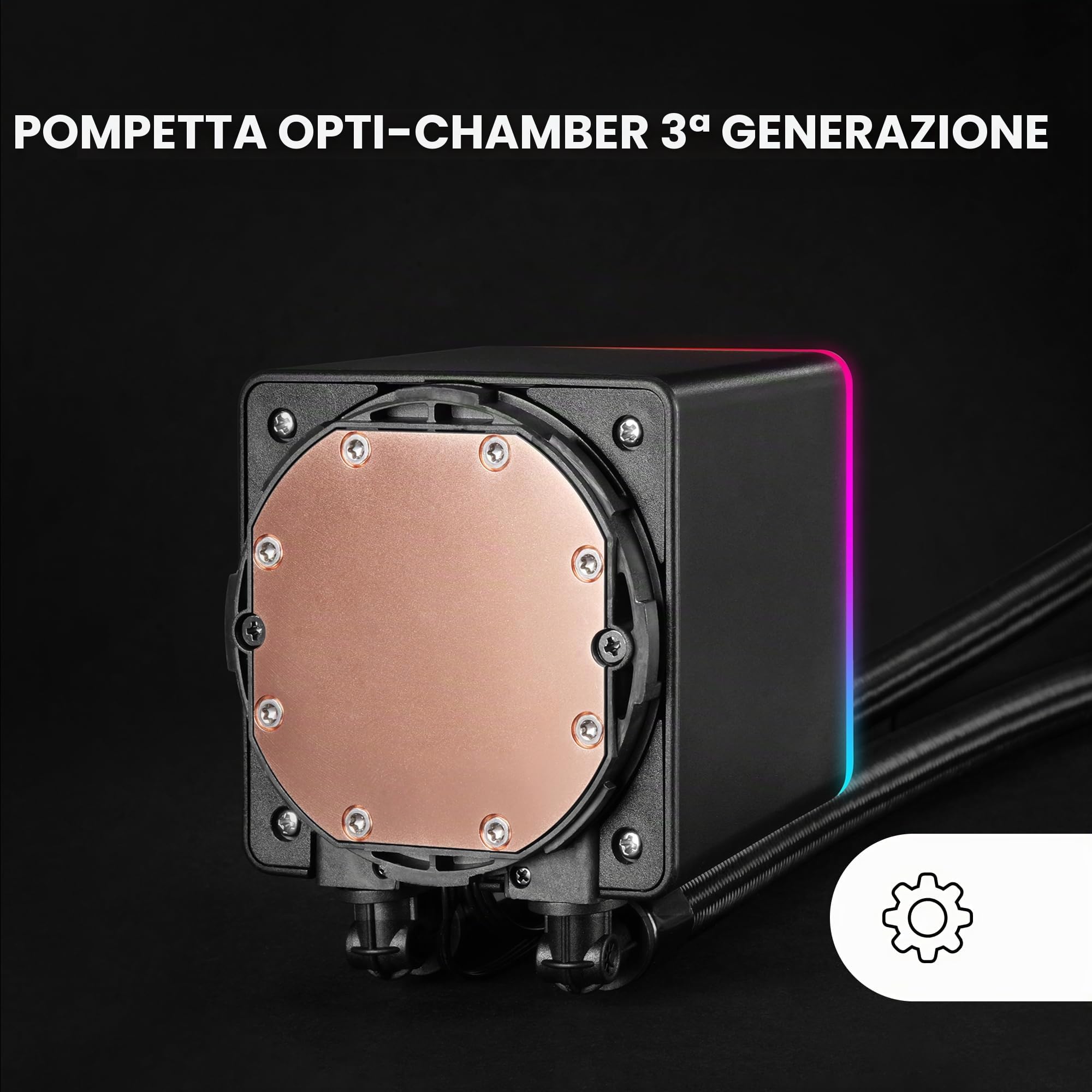 Mars Gaming ML-VISIONPRO240, Raffreddamento a Liquido AIO, TDP 500W, 2x Ventole ARGB 120mm FDB con Nucleo in Rame e Alluminio, Schermo LCD IPS 4” Rimovibile, Opti-Chamber 3a Generazione, Nero
