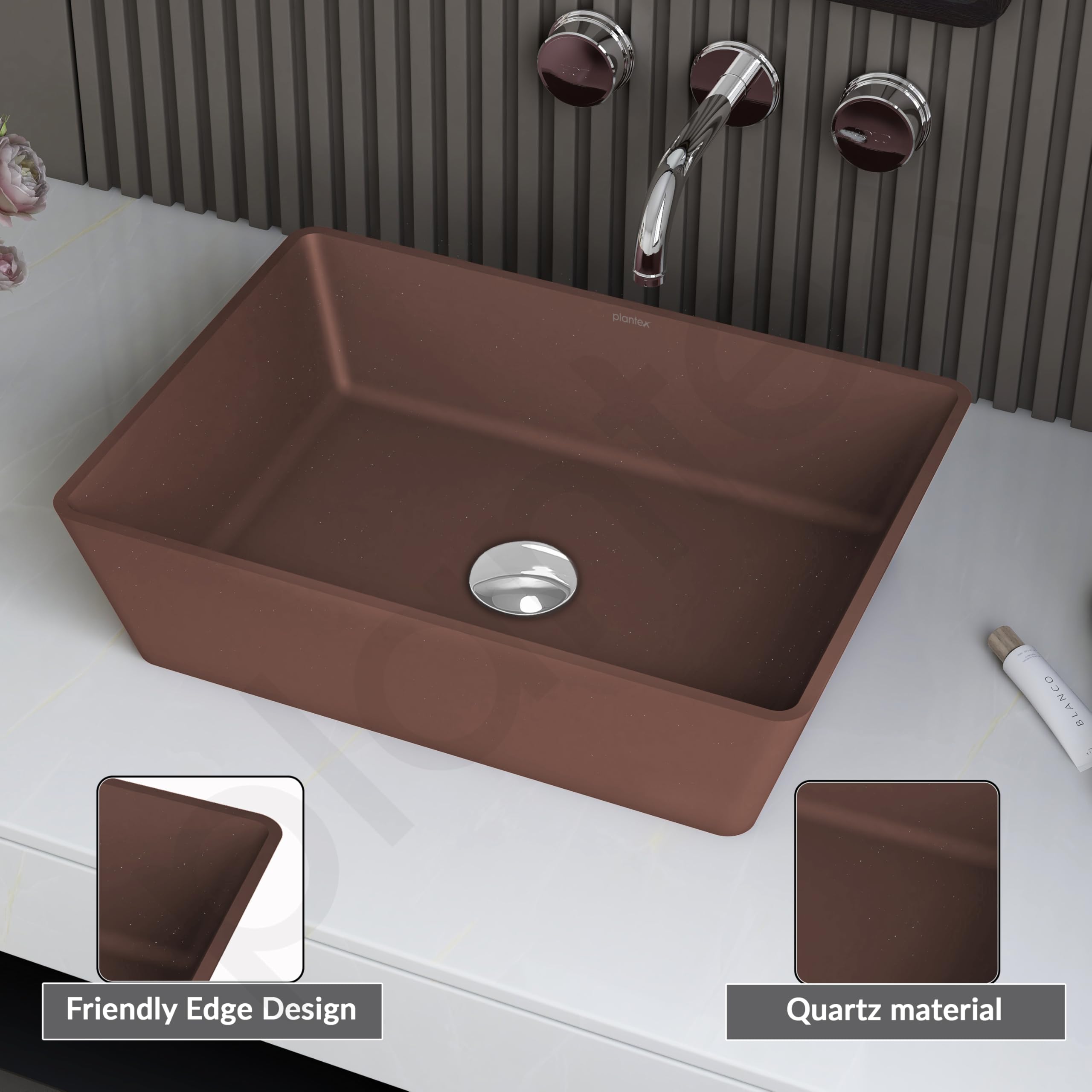 Plantex Quartz Basin - Brown Matte Washbasin -4 Plantex Quartz Basin - Brown Matte Washbasin -4