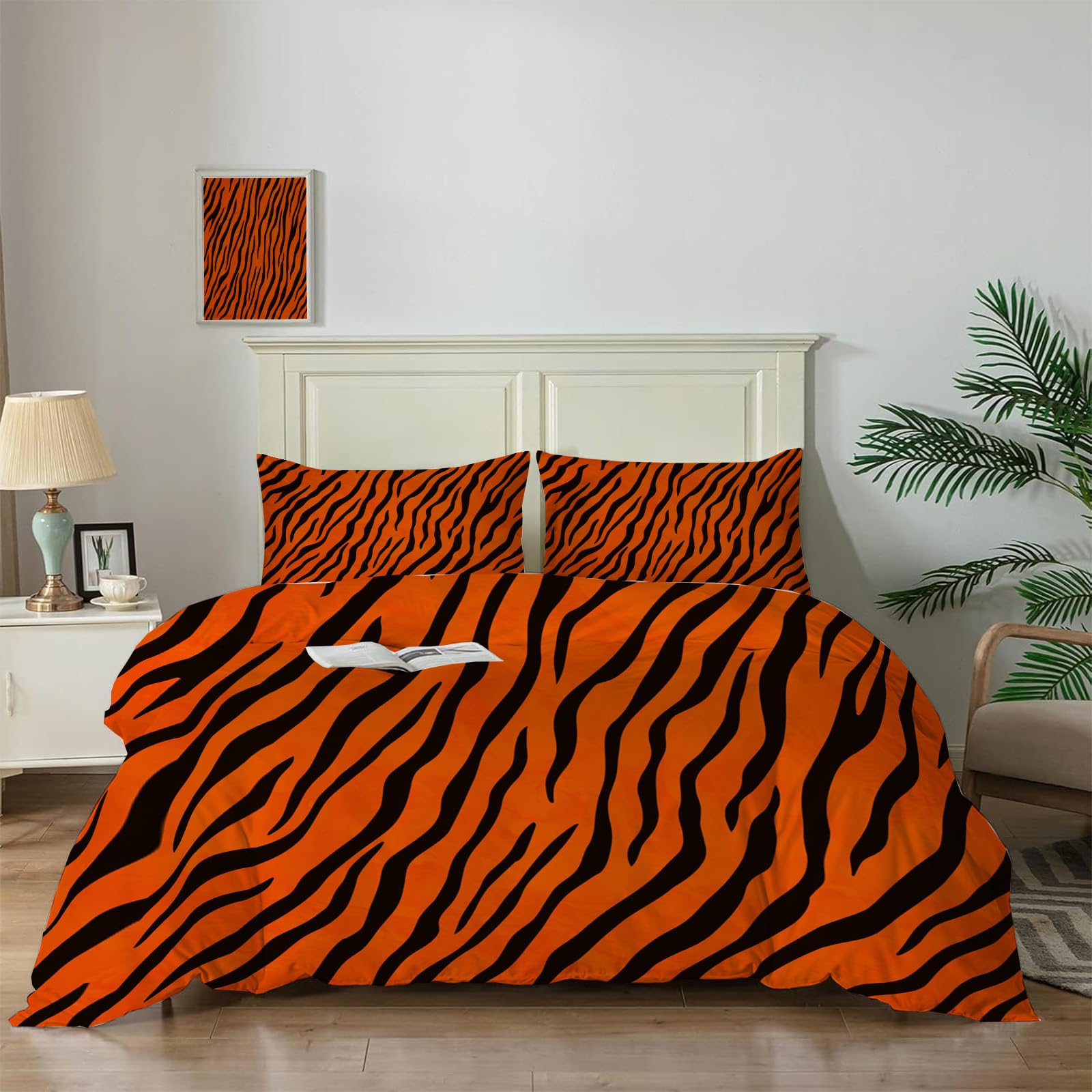 Housse de couette tigre 140x200 cm douce pour en finir avec le linge rêche