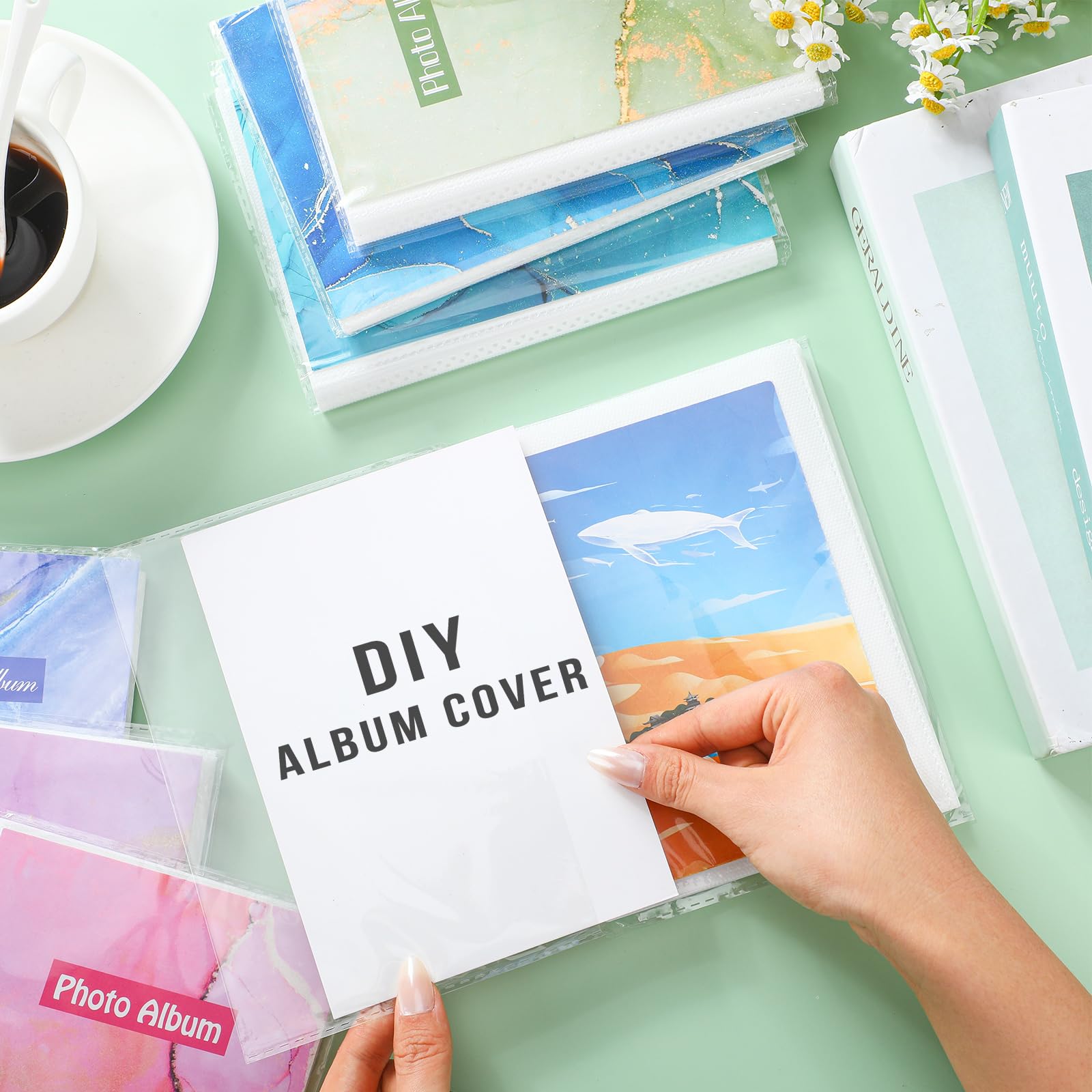 Sinmoe Paquete de 36 álbumes de fotos de 4 x 6 pulgadas, cada uno muestra 36 imágenes, mini álbum de fotos de Navidad con inserciones decorativas extraíbles y cubierta transparente flexible (estilo