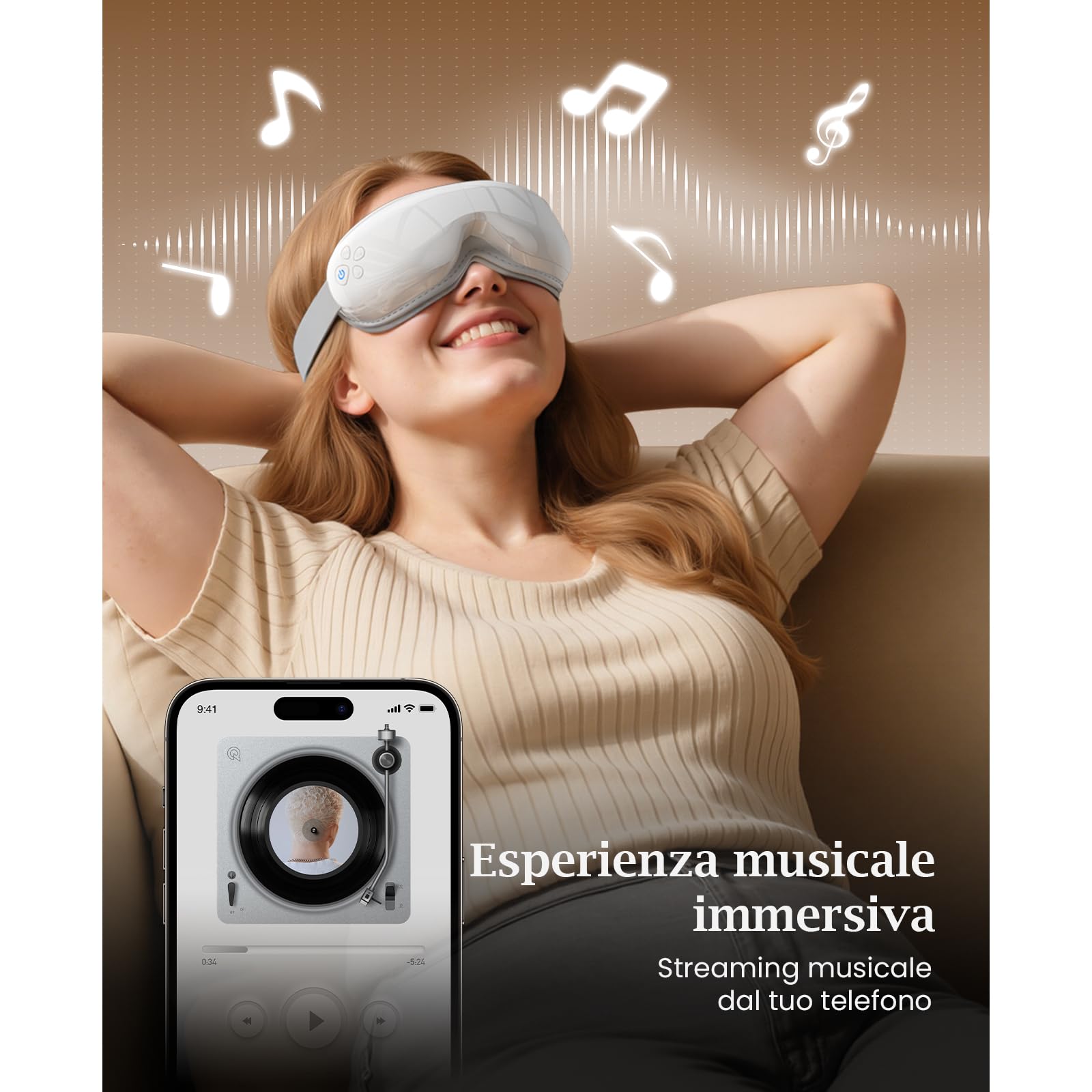 Bob and Brad EyeOasis 3, Massaggiatore per occhi con calore e pressoterapia per gli occhi, eye massager per emicrania, secchezza oculare e affaticamento, maschera per dormire, regalo per uomo e donna