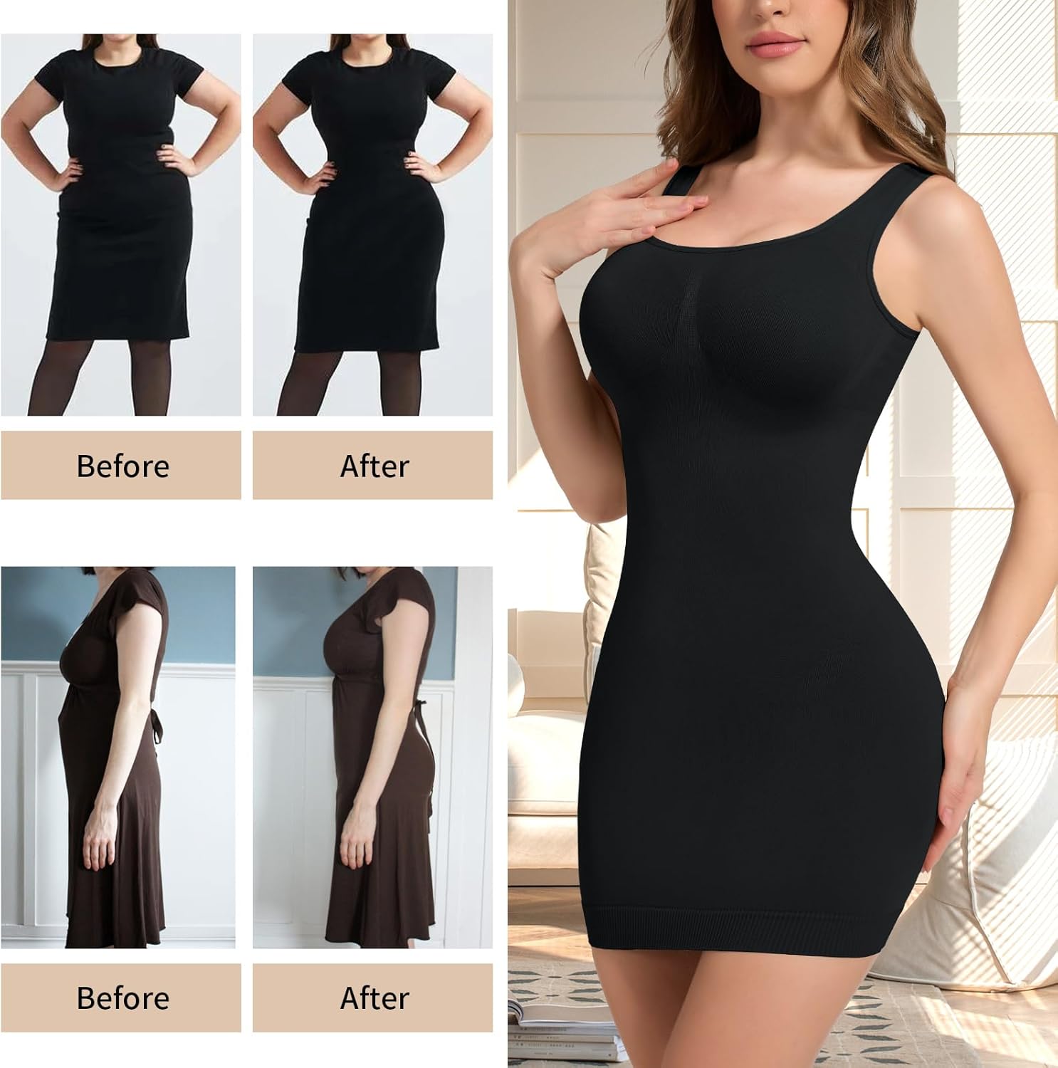 Full Slip for Women Under Dress Shapewear Dress Tummy Control Slip Dress for Women - Image 3