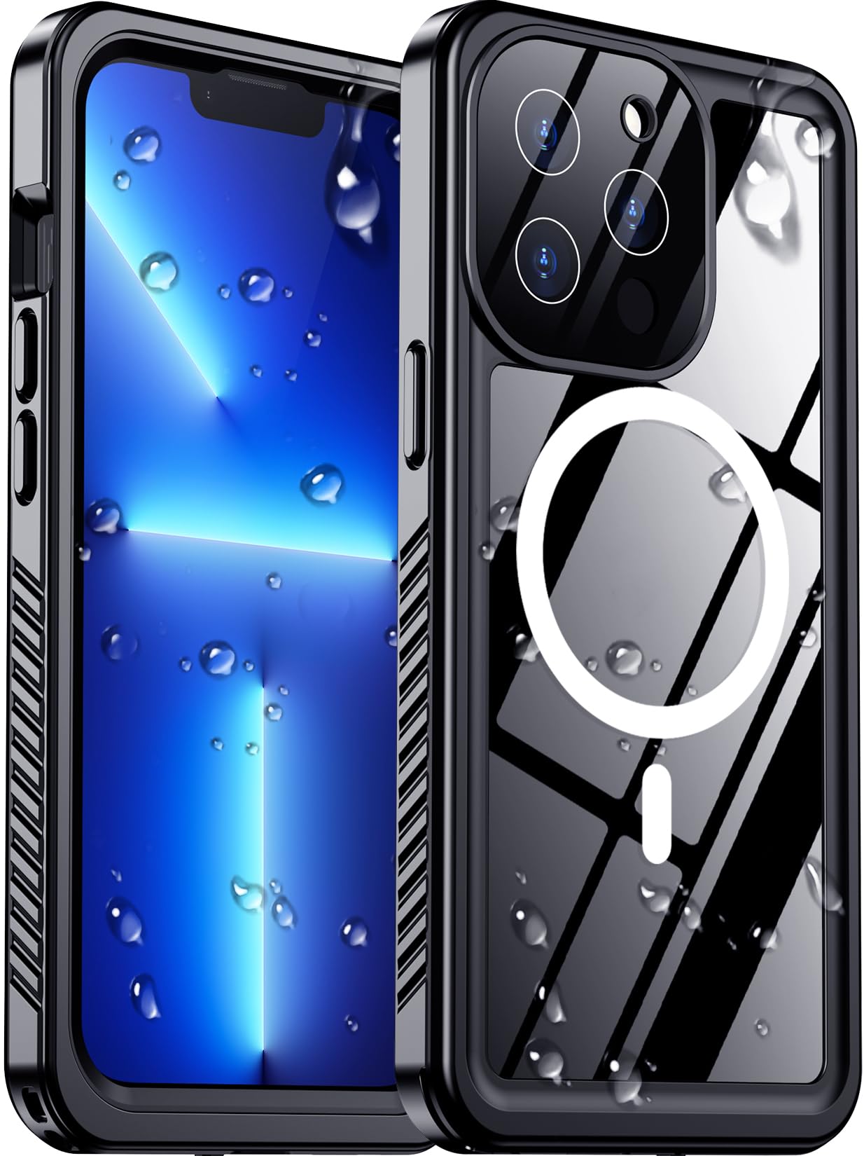 Temdan Compatible with iPhone 13 Pro Max Case Waterproof, Built-in Screen & Camera Protector IP68 Underwater Full Body 13FT Military Dropproof