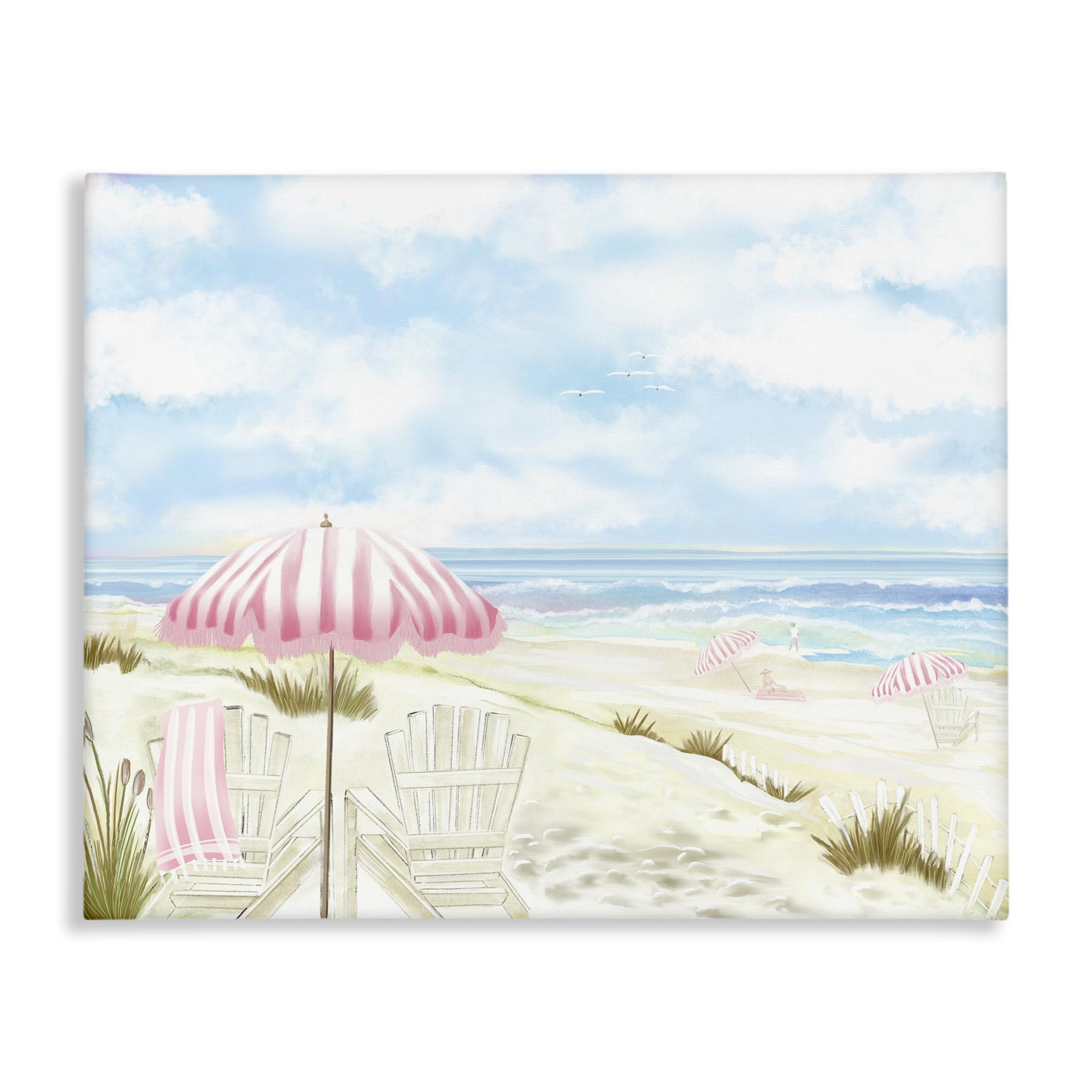 'Seascape with Pink Umbrella'| Canvas Art