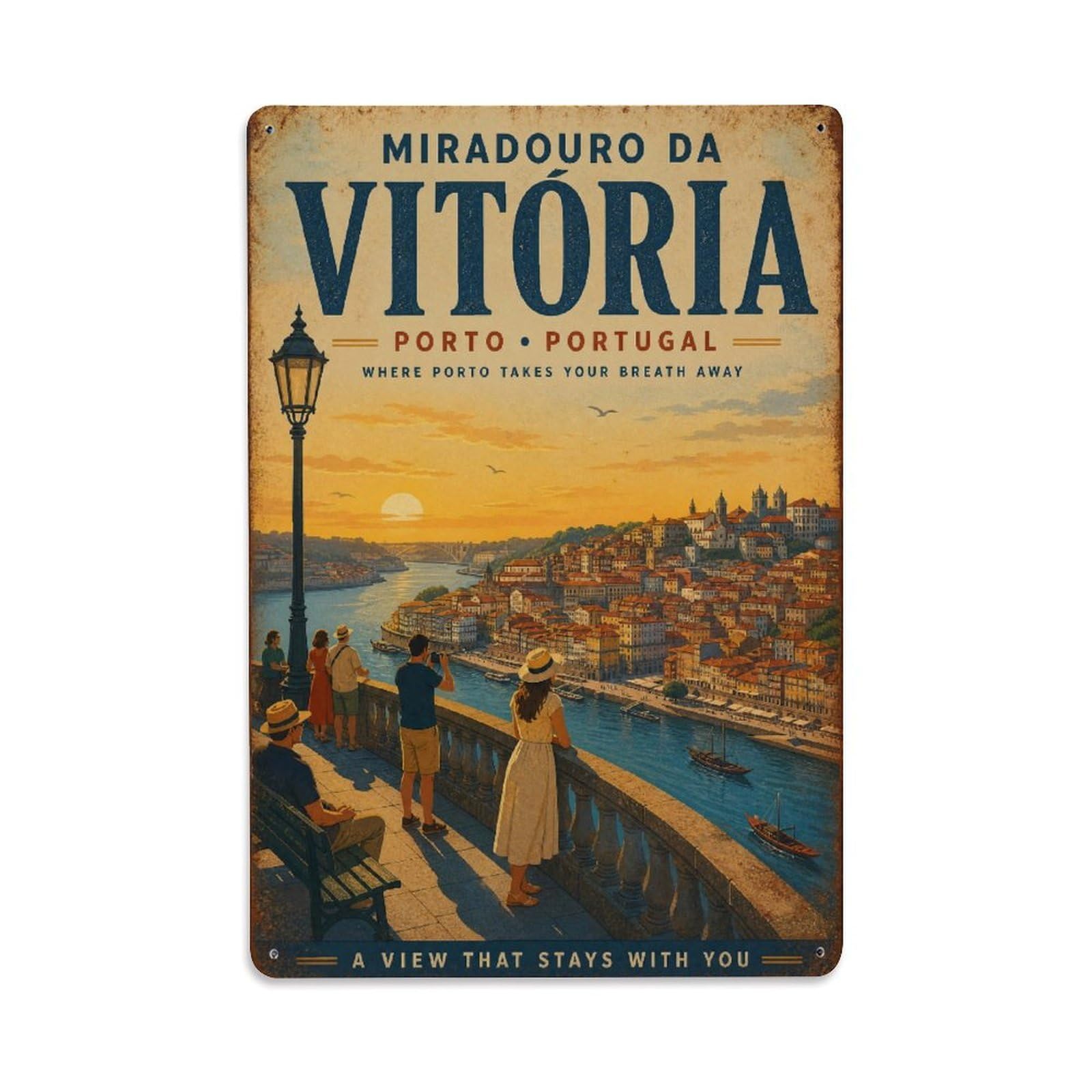 Metal Tin Sign Miradouro Vitoria Vintage Travel Portugal