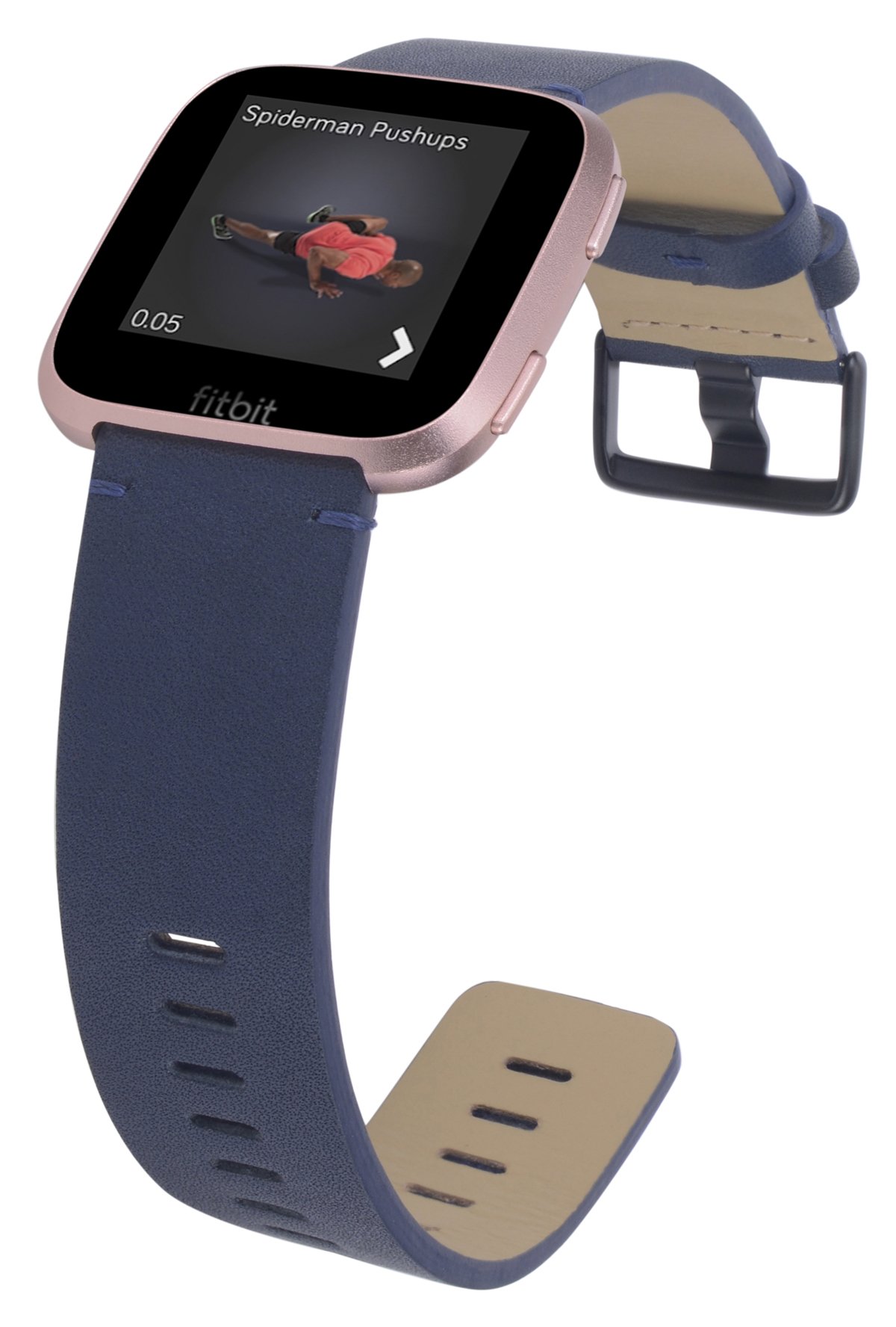 PEAK ZHANG Compatible with Fitbit Versa/Versa 2/Versa Lite/SE Smart Watch, Premium Genuine Leather Band Durable and Comfortable Men (Large Size,Midnight Blue)