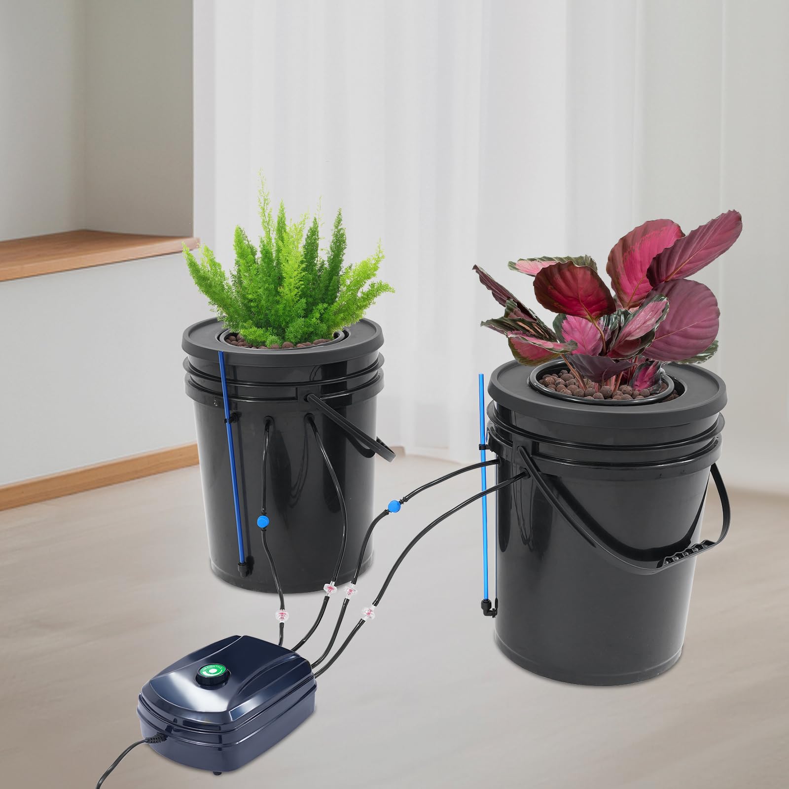 Hydroponics Grow System Système de culture hydroponique 2 pots de 5 gallons de culture en eau profonde Mécanisme d'irrigation goutte à goutte Système hydroponique avec pompe à air Kit
