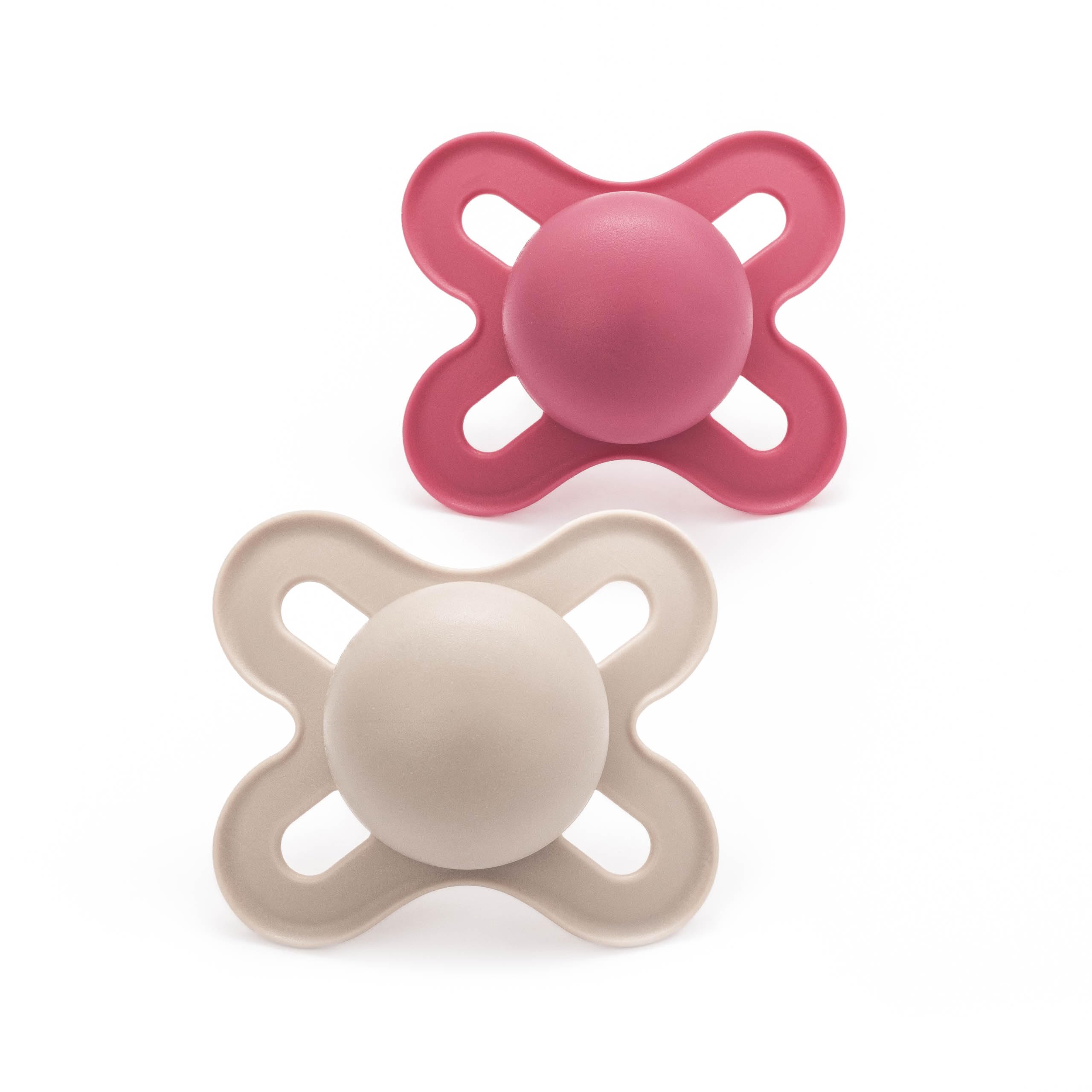 MAM Original Start Soothers | 0-2 Months | 2 Pack | Newborn Dummies | Comes in Dummy Steriliser Case | Sustainable Materials | Baby Accessories for Newborn | Pink (Various Designs)