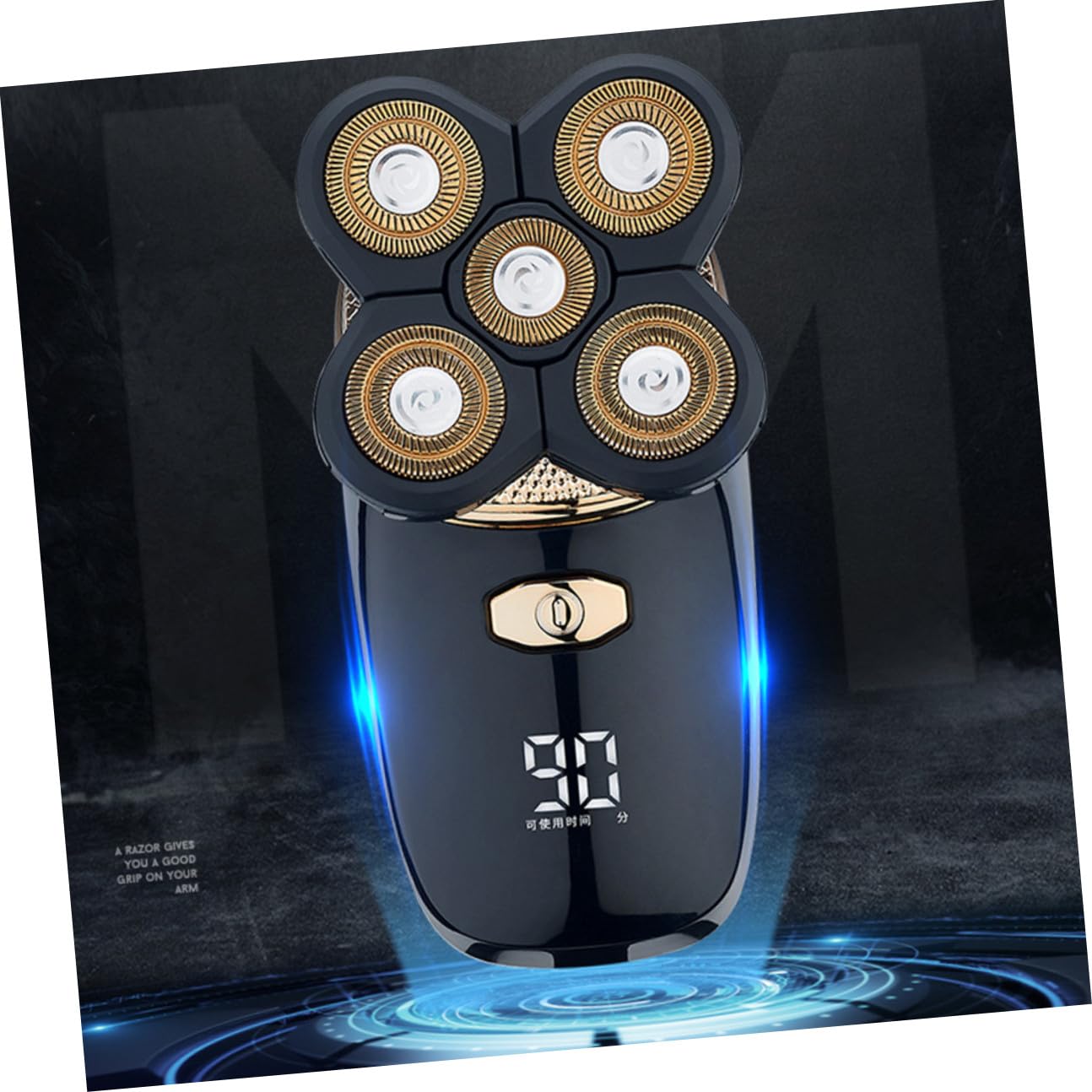TOPBATHY Rasoio Elettrico Barba e Chioma Uomo Cinque uno Lama in Acciaio Placcato Titanio Ricaricabile USB Design Ergonomico per Rasatura Precisa