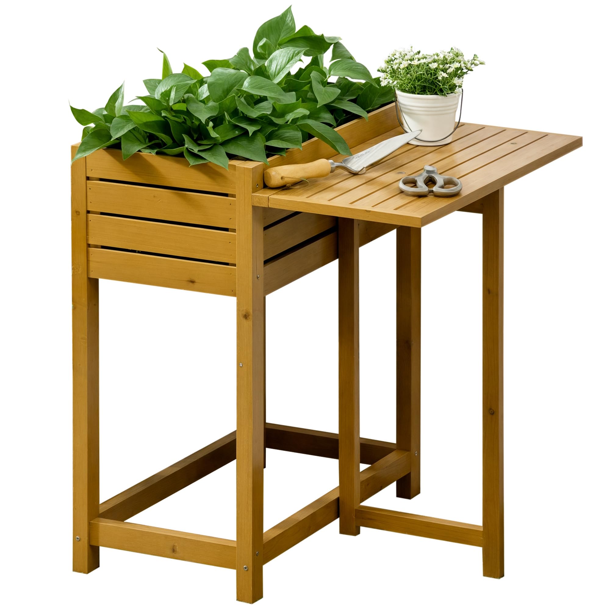 Outsunny Hochbeet Blumenkasten Pflanzkasten Holz Braun 64 x 63 x 74,5 cm