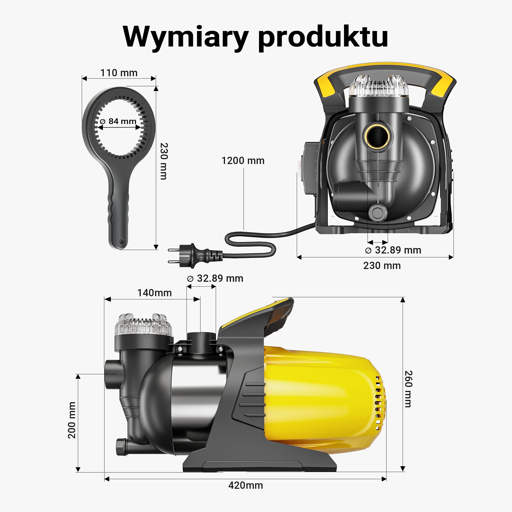 Wiltec Pompa ogrodowa 1200 W z filtrem wstępnym i obudową ze stali nierdzewnej, 3800 l/h, do nawadniania ogrodu i opróżniania basenu
