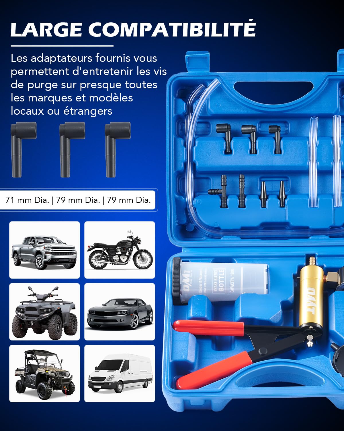 Orion Motor Tech Pompe à Dépression et Purgeur de Frein Moto & Auto, Kit de Purge de Liquide de Frein avec Pompe à Vide Manuelle et Manomètre, Testeur de Système de Vide Professionnel