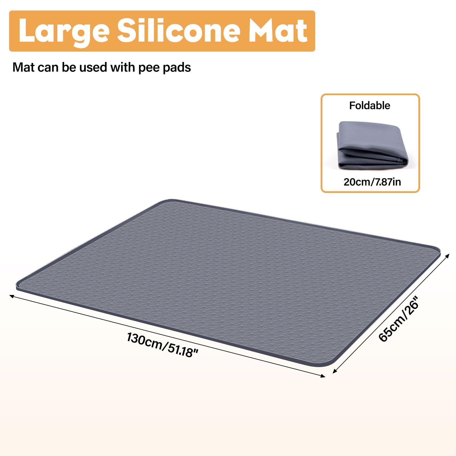 51 x 26 pollici Tappetini Assorbenti Riutilizzabili Cani, Kalolary Tappetino Antiscivolo l'Addestramento Cani Silicone Pipì dei Cani Protezione del Pavimento Durante l'Addestramento Al Vasino (Grigio)