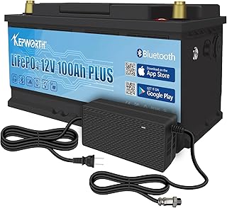 KEPWORTH LiFePO4 Battery 12V 100Ah Bluetooth Lithium Batteries with 100A BMS, Deep Cycle Rechargeable Lithium Iron Phosphate Battery, for Solar, Marine, Camping, RV, Boat