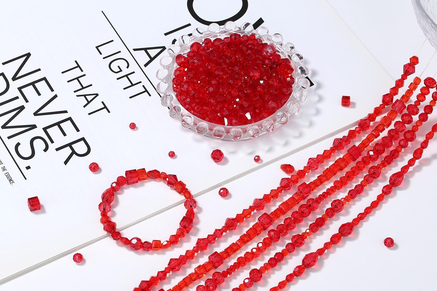 XIANNVXI 800pcs Faceted Red Beads 4/6/8mm Red Glass Beads for Crafting for Jewellery Making, 4mm, 6mm, 8mm - Image 2