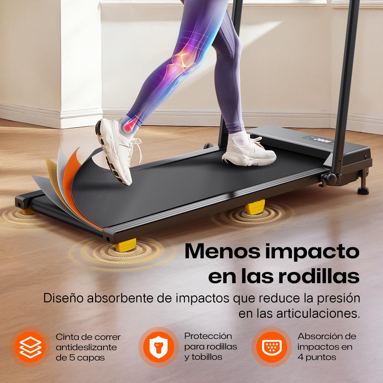 UREVO Cinta de Correr Plegable con Inclinación de 9%, 2.5HP Cinta de Andar Eléctrica Debajo Escritorio, Walking Pad Compacta para casa y Oficina, Modo HIIT de un Toque